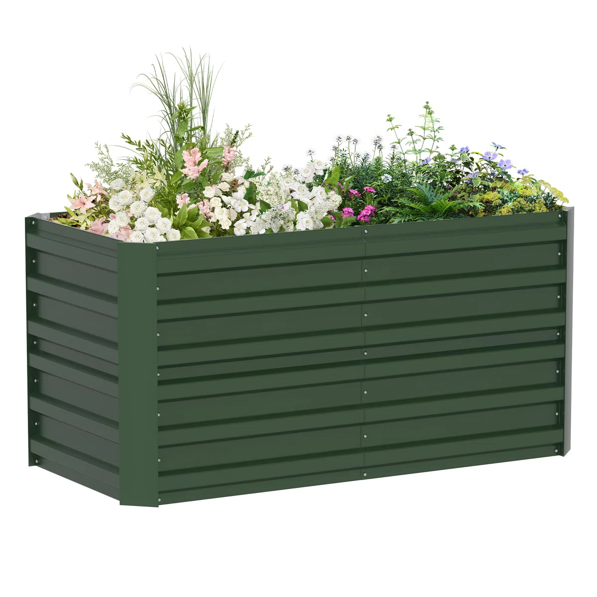 YRHome 120 x 60 x 58 cm, podwyższona grządka ze stali ocynkowanej, grządka warzywna, skrzynka na zioła, skrzynka na rośliny, zestaw do inspektu, grządka roślinna, skrzynka na kwiaty, do ogrodu i na