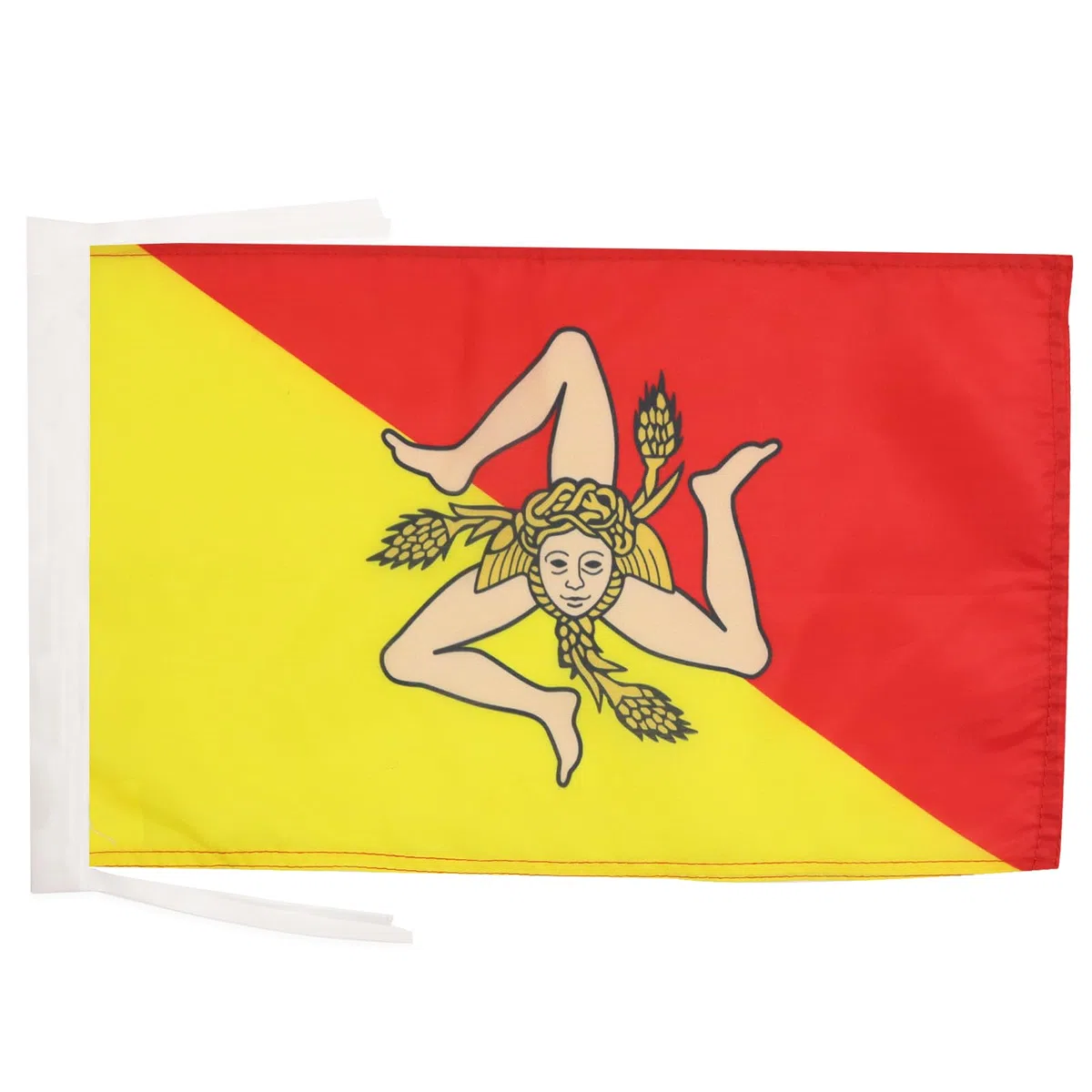 Drapeau Sicile en Polyester 100D avec Cordelettes, 45cm x 30cm