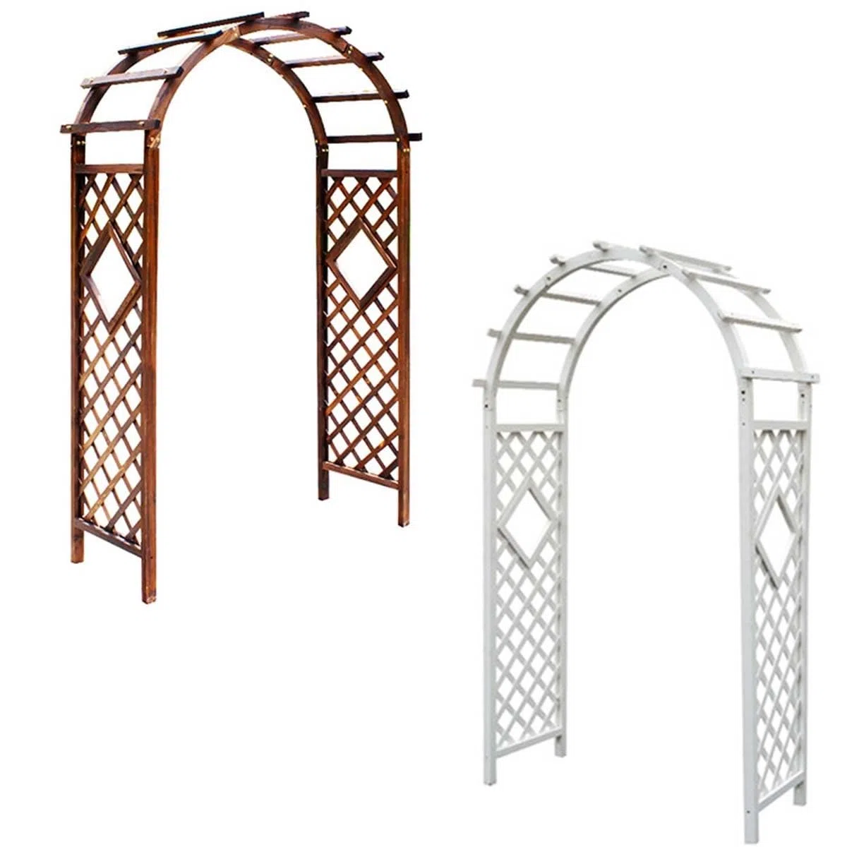 Drewniany łuk ogrodowy, wytrzymała, ślubna, różana, pergola, bardzo szeroka, 180 cm, brązowa