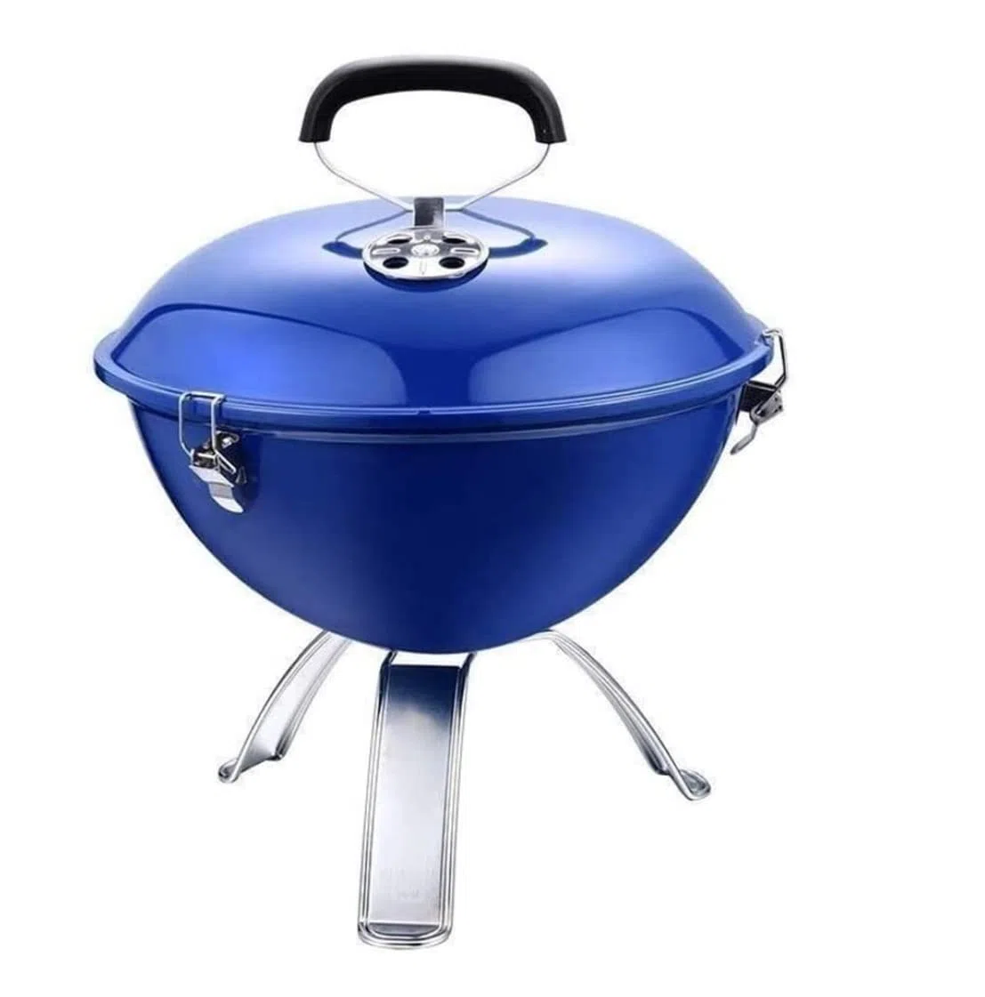 Grille Węglowe Plenerowy Przenośny Grill Węglowy Ze Stali Nierdzewnej Okrągły Grill Na Zewnątrz Grill Emaliowany Piec Do Gotowania Piknik Grill Kempingowy(Blue)