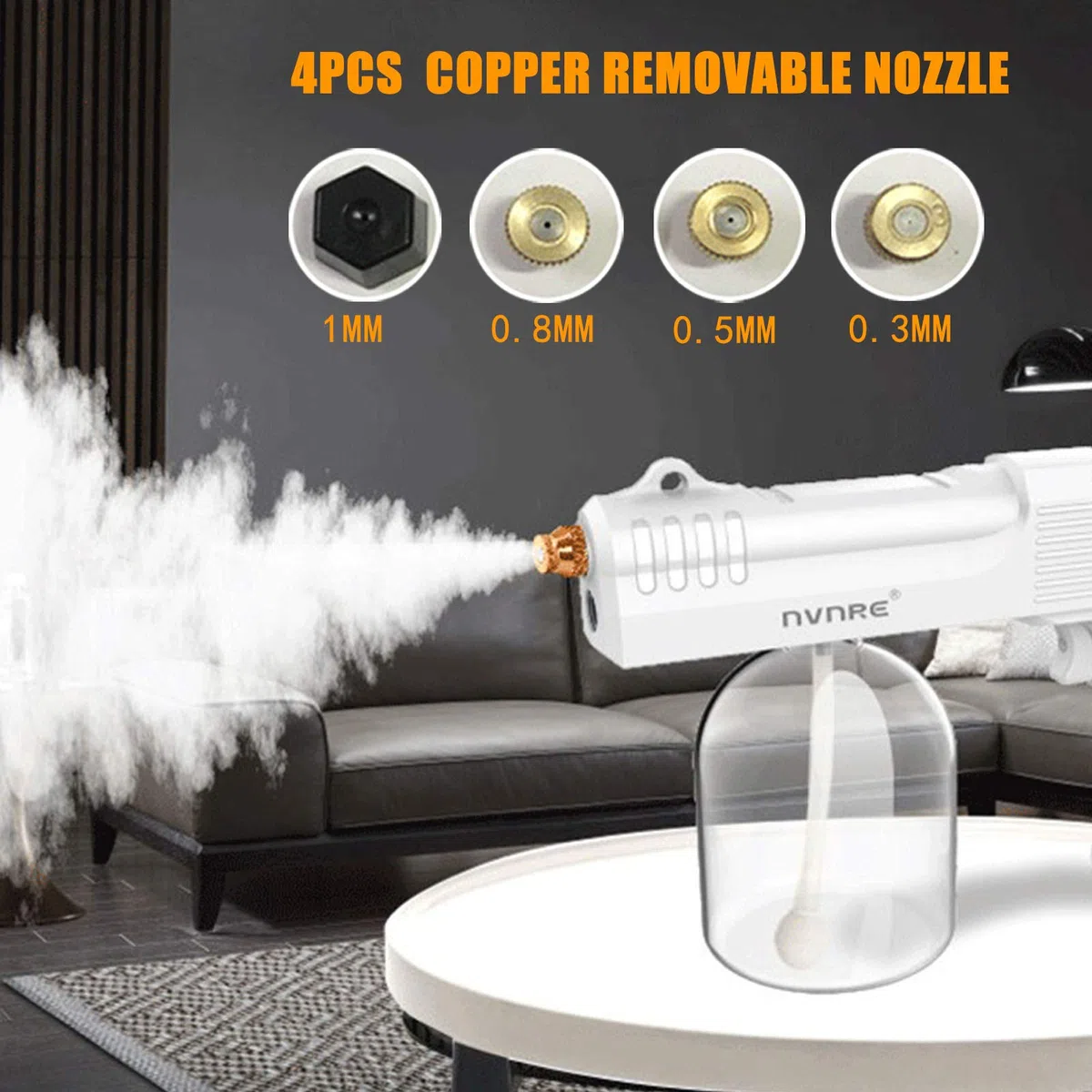 Maszyna do zamrażania akumulatorowa 500 ml, 4 dysze, bez kropli wody, prawdziwy atomizer, zasilanie akumulatorowe 4000 mAh, przenośne maszyny zaparowujące do domu, biura, samochodu, biały