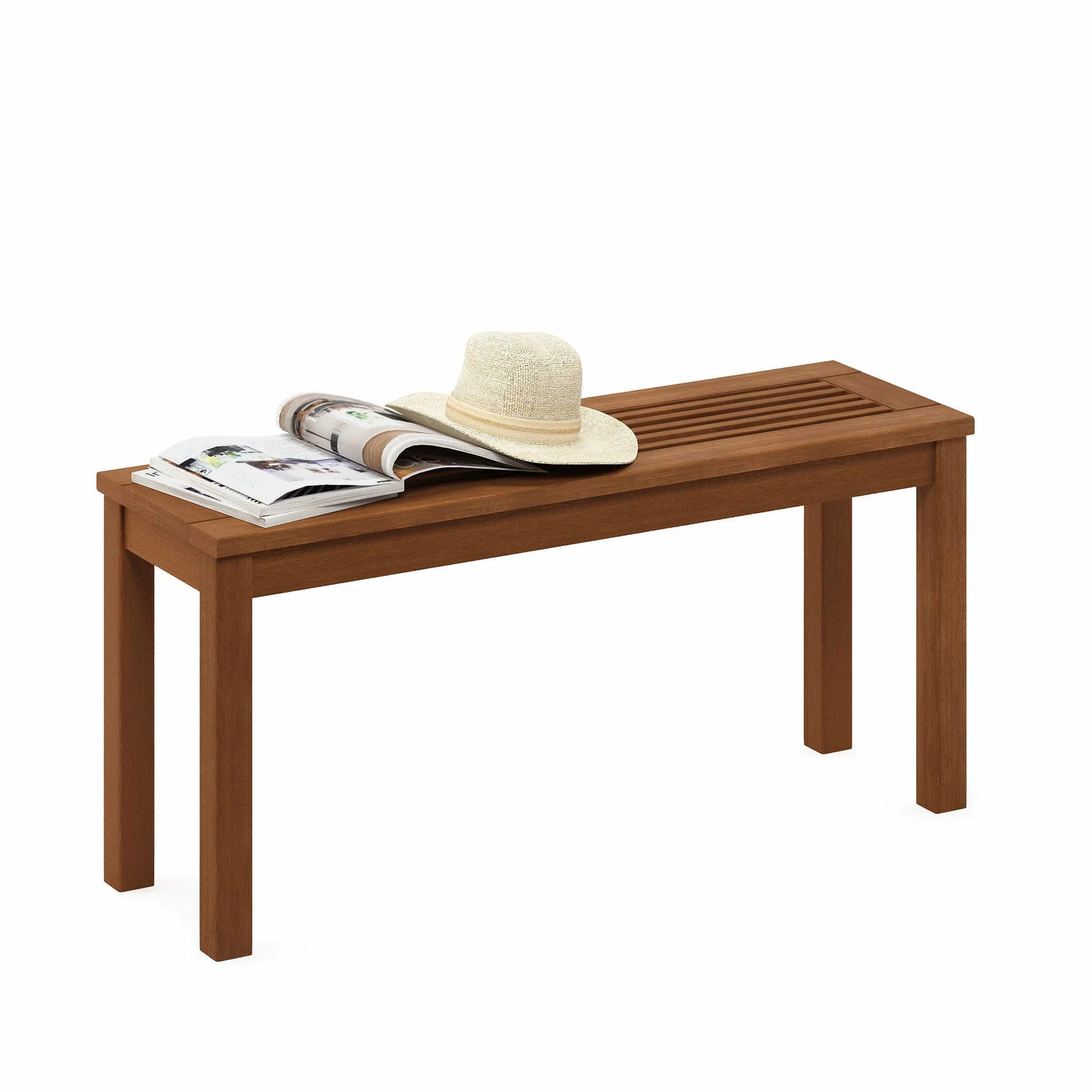 Furinno Ławka z twardego drewna Promo bez pleców z oleju tekowego, drewno, naturalna, 99,82 (szer.) x 46,99 (wys.) x 30,23 (gł.) cm