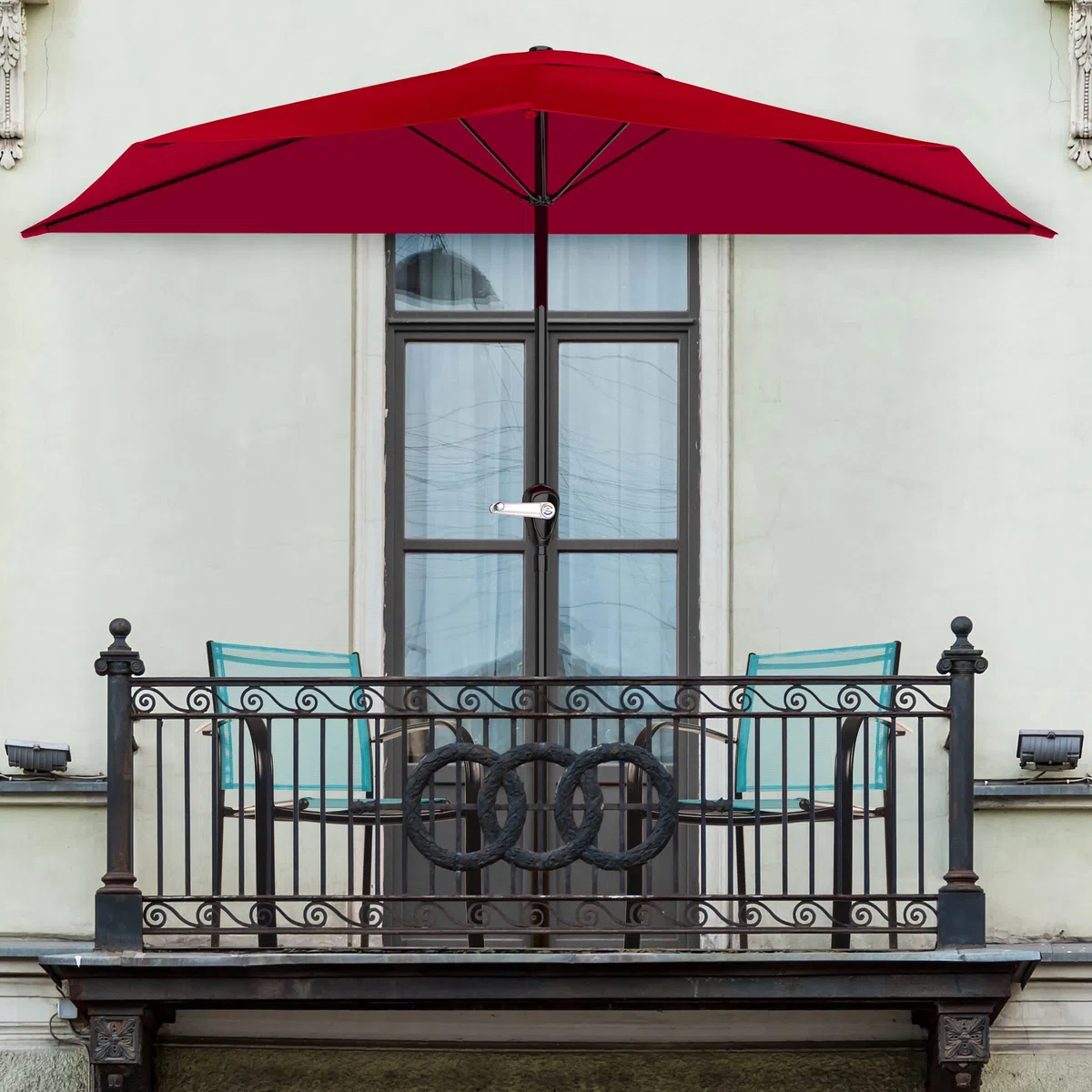9-stopowy parasol tarasowy z łatwym otwieraniem korby baldachim na balkony, werandę lub agę