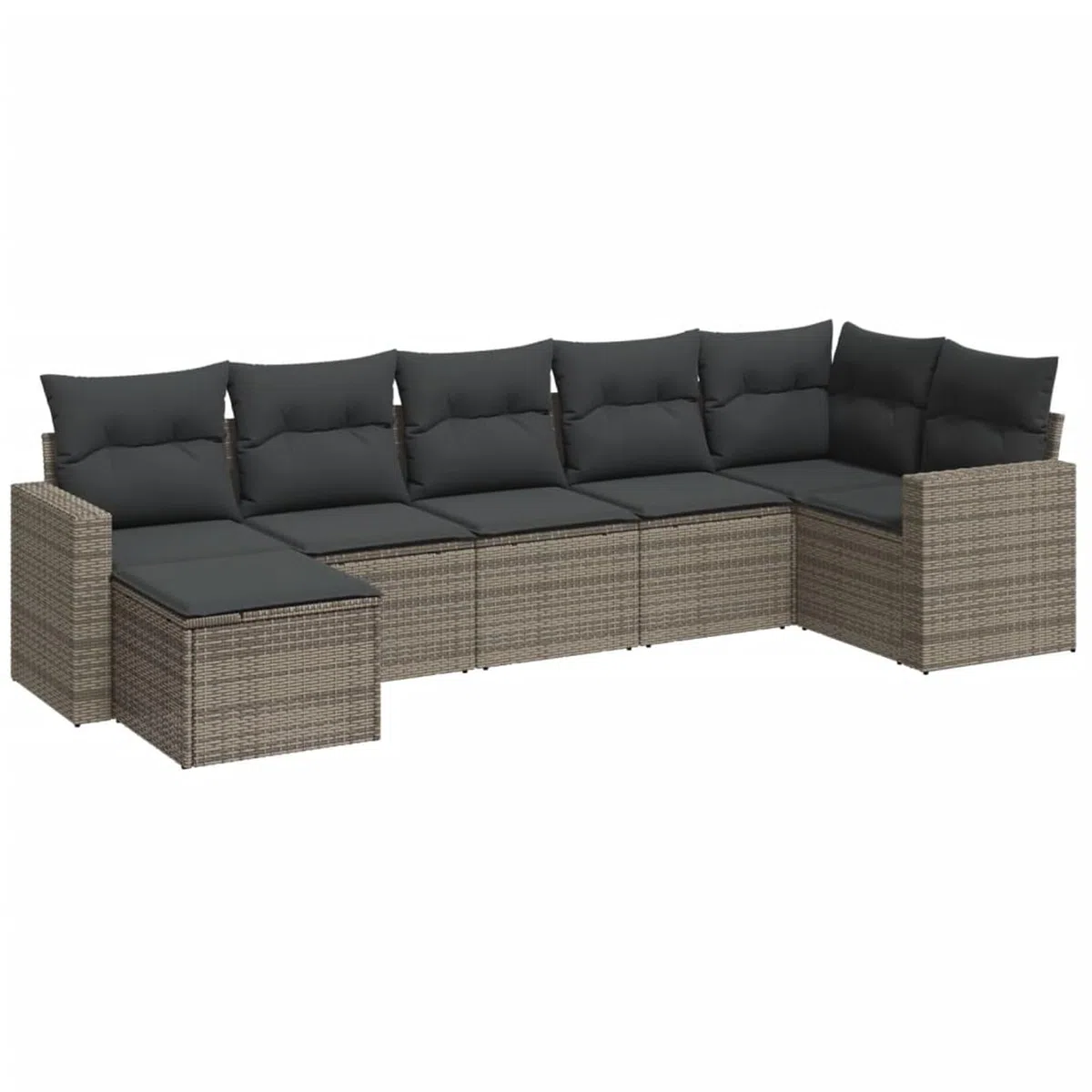 LAPOOH 7-częściowy zestaw wypoczynkowy z poduszkami rattanowymi PE Szary, Sofa Ogród Zewnętrzny, Ogród Sofa Taras, Sofy Tarasowe, Meble ogrodowe ogrodowe - 3219270