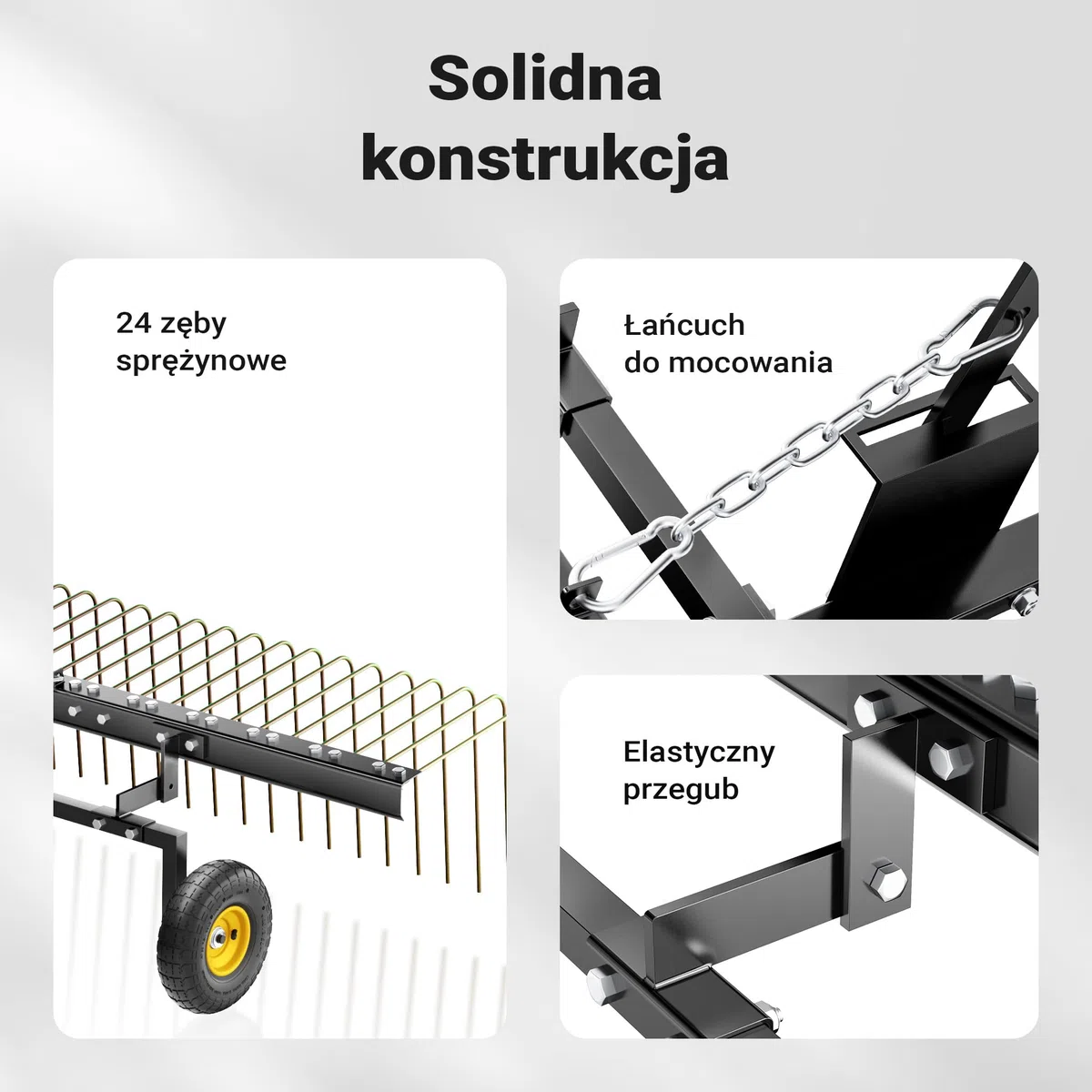 Wiltec Aerator do traktorka kosiarki o szerokości roboczej 148 cm ze stali gabie do usuwania mchu i grabienia liści do kosiarek traktorków ATV