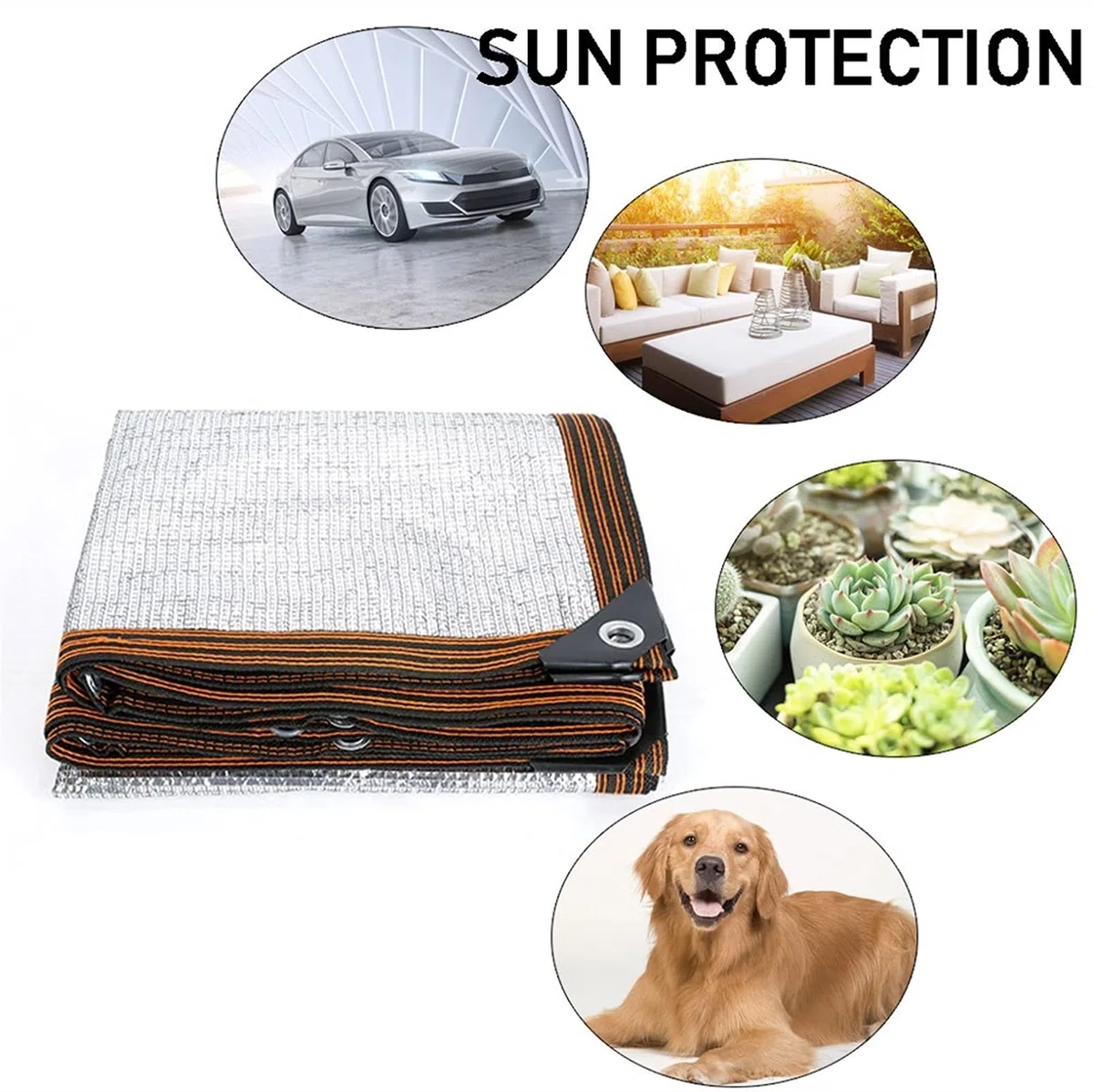 Aluminiowa tkanina klosza, 99% panele materiałowe z oczkami do szklarni roślinnej ochrona przeciwsłoneczna tkanina siatkowa tkanina odblaskowa plandeka, gruba, HDPE (rozmiar: 2 × 5 m)