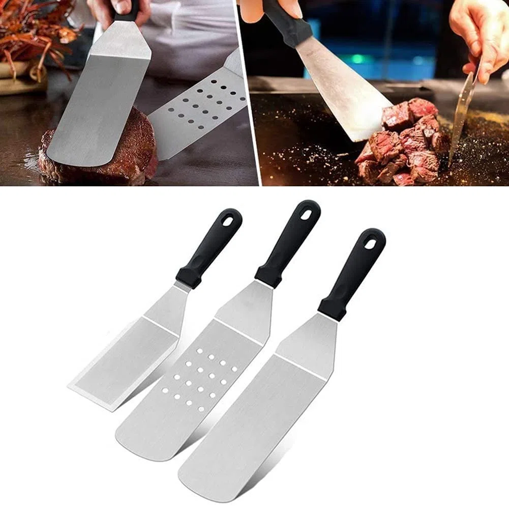 Akcesoria do grilla, zestaw narzędzi do grillowania ze stali nierdzewnej Zestaw do grillowania do kuchni kempingowej 3 szt