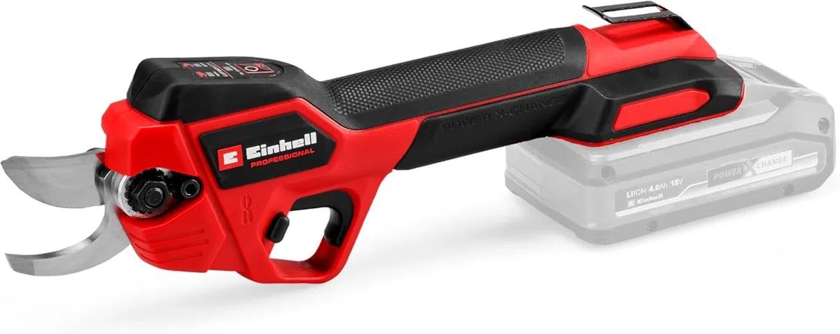 Einhell Profesjonalne sekatory akumulatorowe GP-LS 18/28 Li BL-Solo Power X-Change (18 V, regulowana wydajność cięcia, maks. grubość gałęzi 28 mm, ostrza obejściowe, klips do paska, bez baterii) | PXC | 18 V | regulowana pojemność cięcia | grubość gałęzi