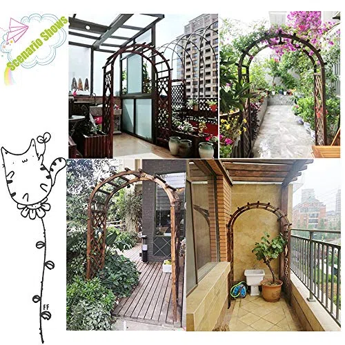 Drewniany łuk ogrodowy, solidna altana pergola z bramą, łatwy montaż, łuk wspinaczkowy, do trawnika na zewnątrz, 1,2 m