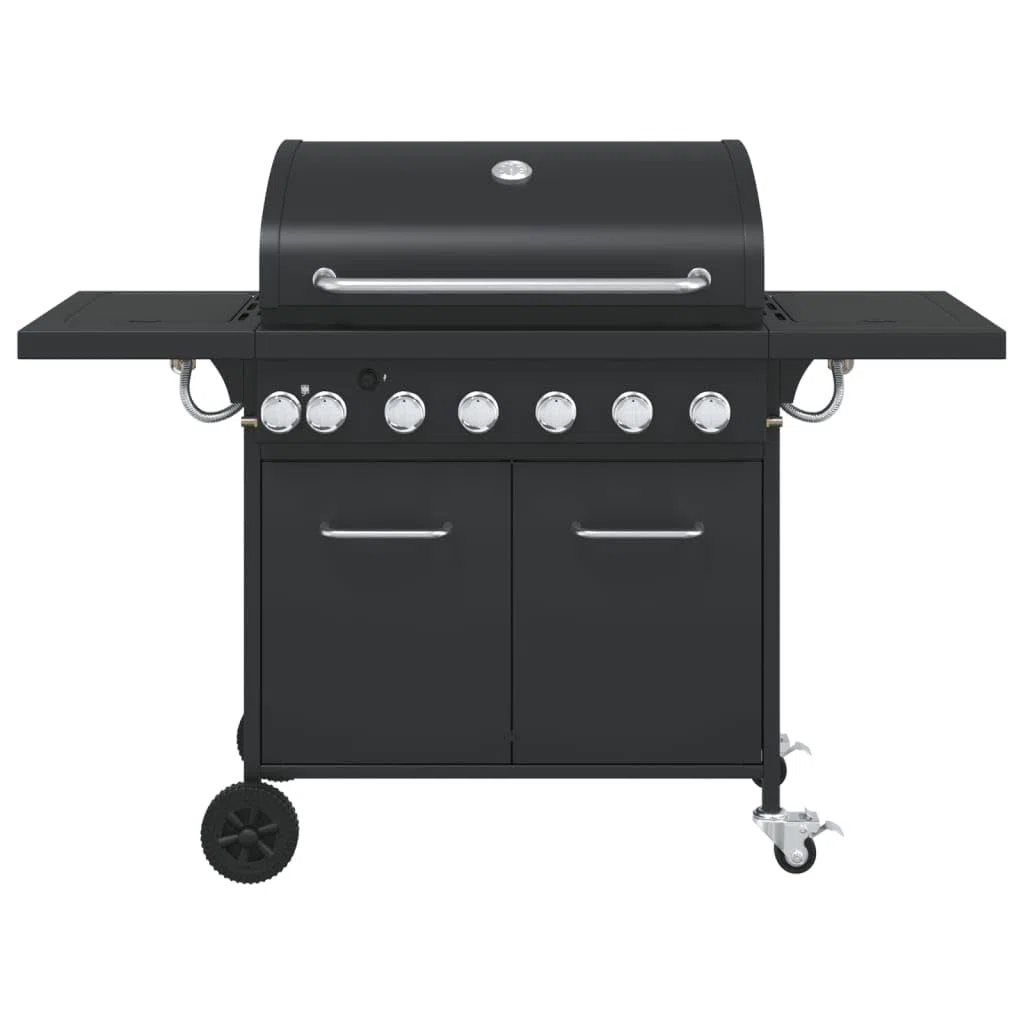 Grill gazowy z 7 płomieniami, stal malowana proszkowo, 18,2 kW z termometrem, zapłon piezoelektryczny, powierzchnia grillowania, 73 x 40 cm, na balkon, do ogrodu, na taras, do smażenia na