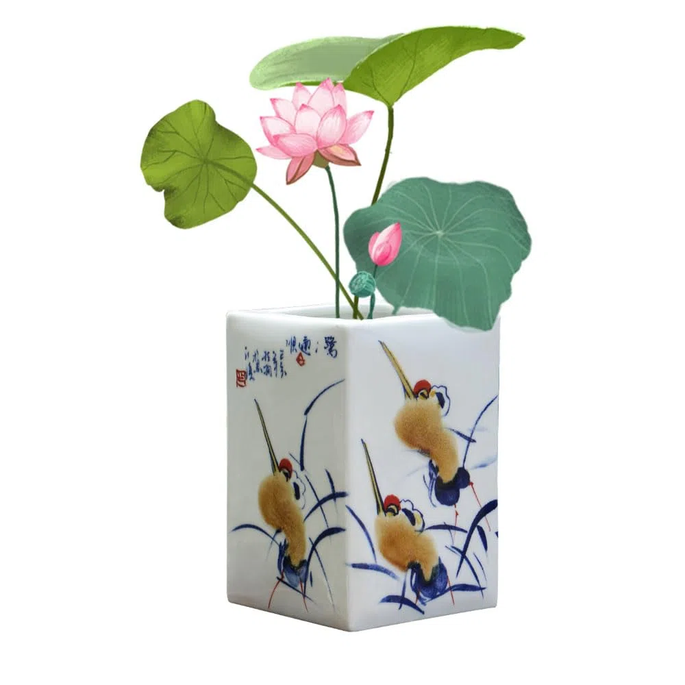 Jingdezhen ceramiczna doniczka niebiesko-biała porcelanowa doniczka chińska doniczka bonsai bohema dekoracyjna doniczka stołowa centralny element stołu do biura domowego, A