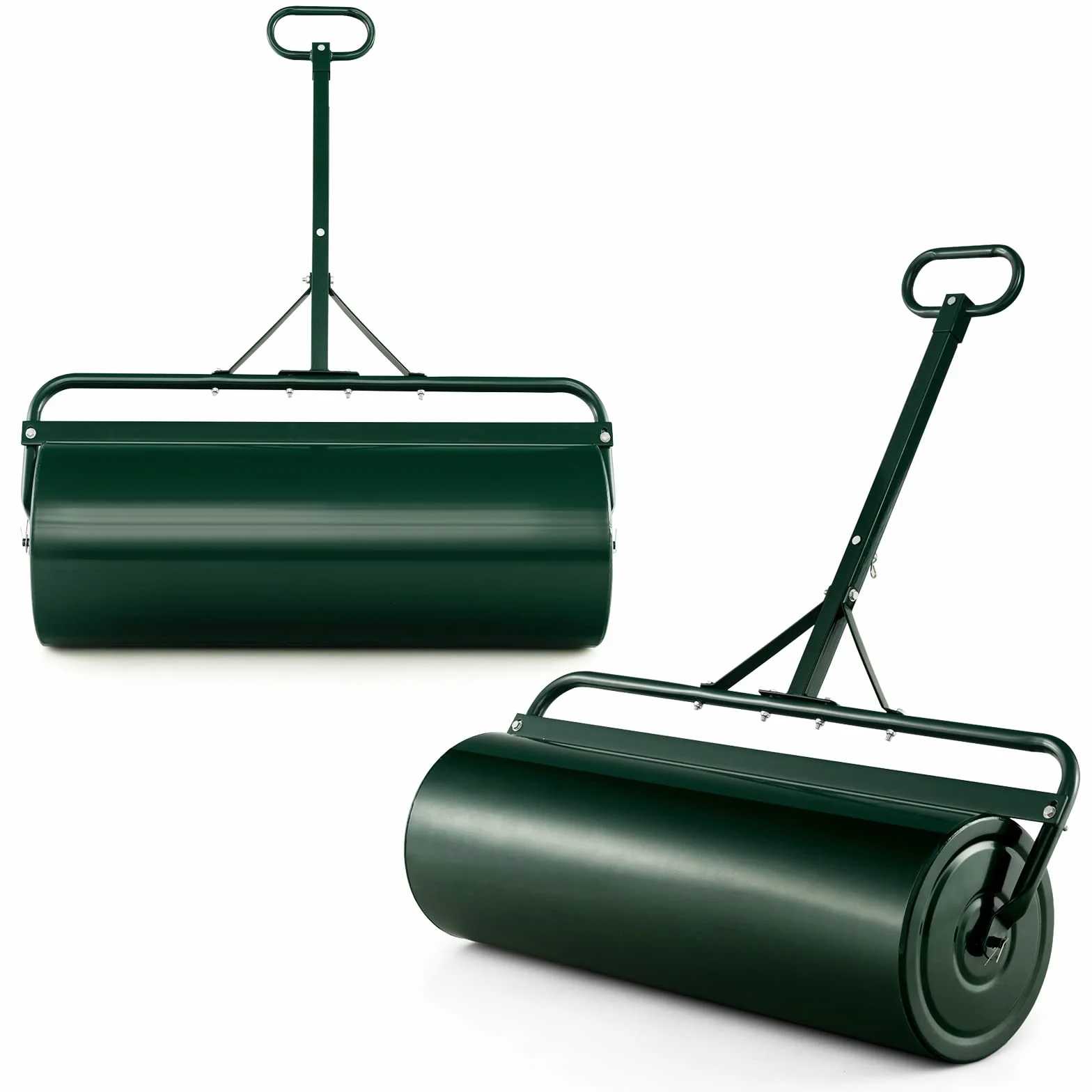 COSTWAY Walec do trawnika do napełniania wodą lub piaskiem, 113 l, Ø 40 cm x 99 cm, wałek podłogowy z uchwytem, wałek ogrodowy, wałek ręczny, wałek do trawnika, do ogrodu, zielony