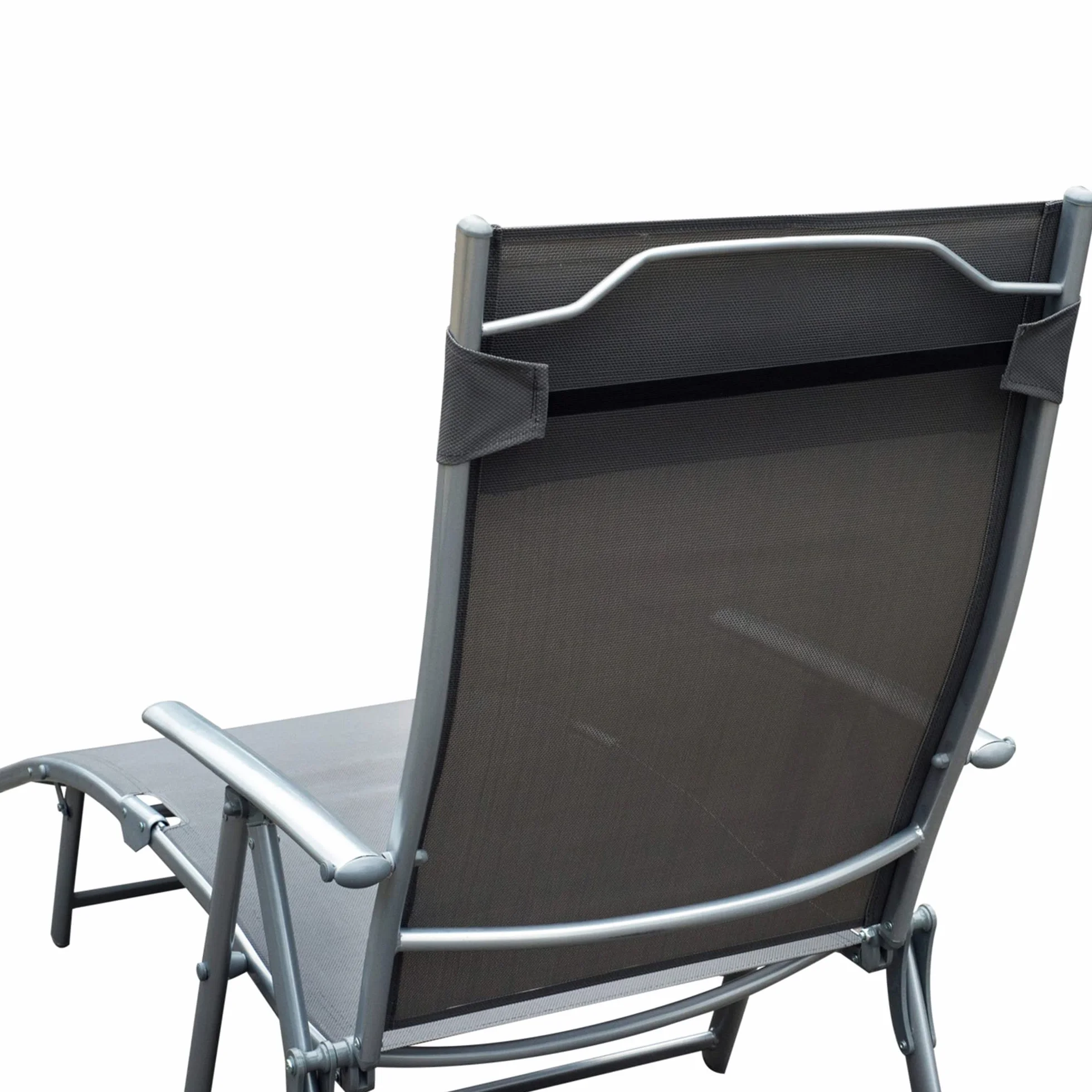 Outsunny ligstoel ligbed voor op het strand ligbed voor buiten inklapbaar verstelbaar met kussen tuin grijs metaal + stof grijs 137 x 63,5 x 100,5 cm