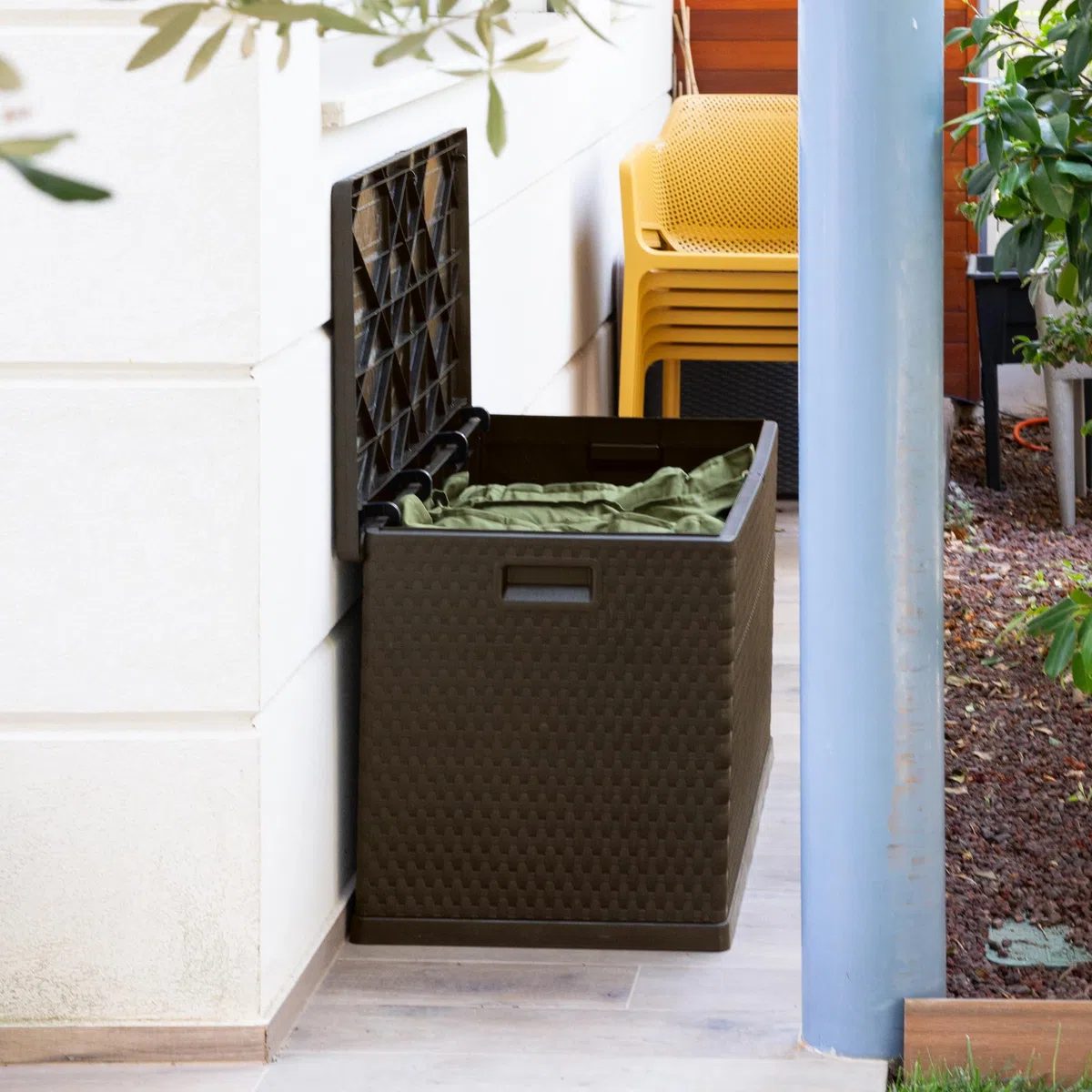 Toomax Multibox rattanowe pudełko do przechowywania mebli ogrodowych, 420 l, brązowe, pudełko na poduszkę, odporne na warunki atmosferyczne, 420 l, wys. 63,5 x szer. 120 cm x gł. 56 cm