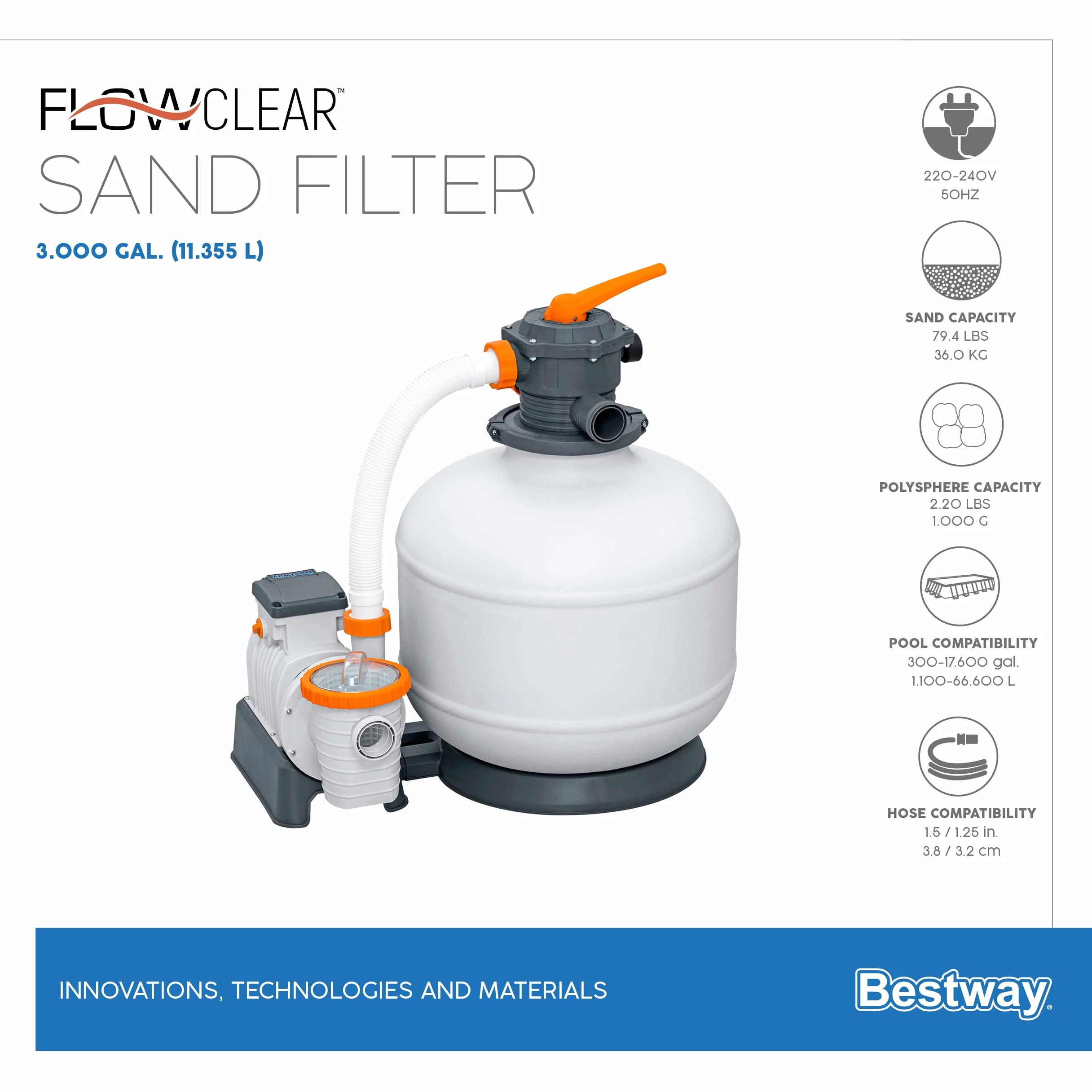 Bestway Filtr Piaskowy 58486 11355 litrów