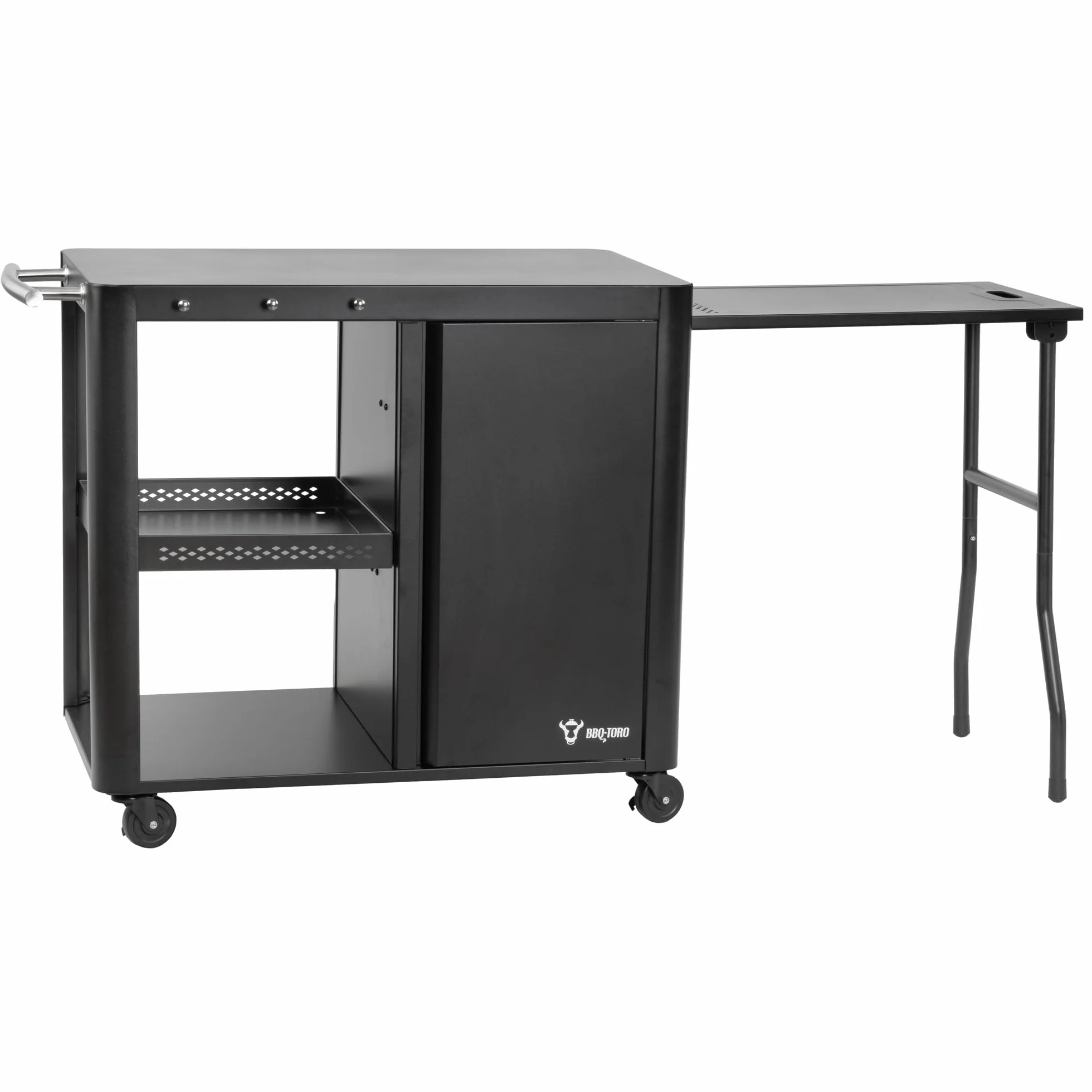 BBQ-Toro Grill na kółkach 95 x 50 x 80 cm, stół do grillowania z dużą powierzchnią roboczą, stolik pomocniczy, stolik do grillowania na świeżym powietrzu, wózek do serwowania, wózek do serwowania,