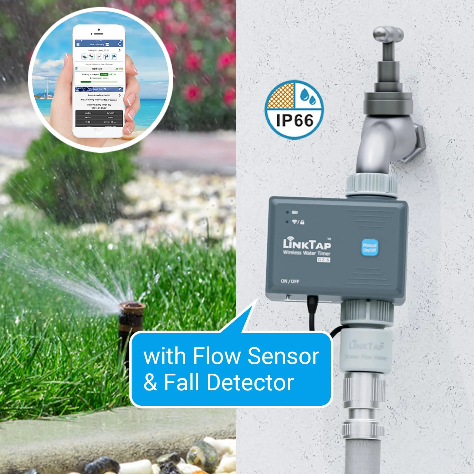 LinkTap G2S Drahtlose Bewässerungscomputer Gateway Wassermengenzähler Automatische Bewässerungsuhr IP66 App Garten