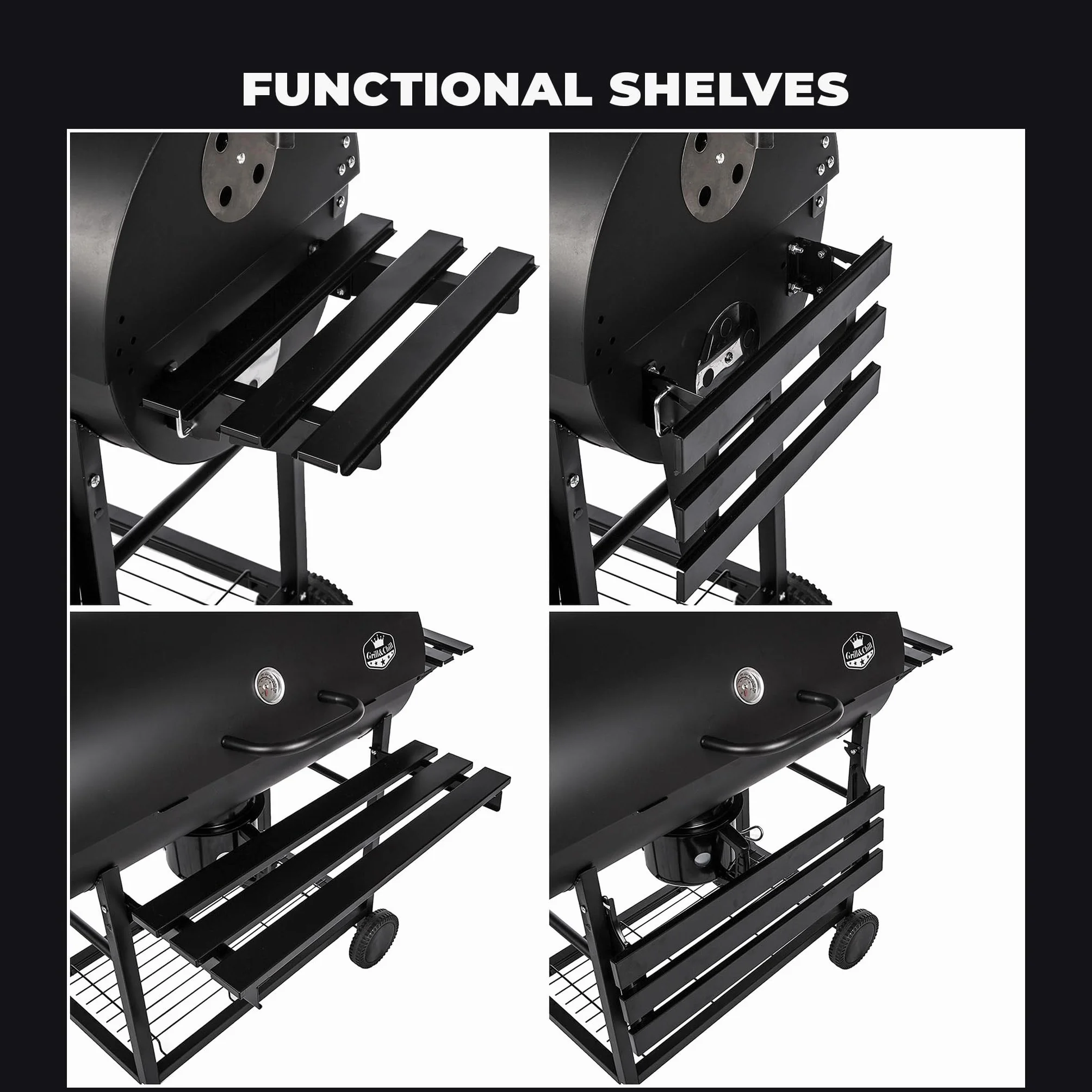 Grill Węglowy Ogrodowy z Pokrywą Przenośny 71x35 cm Five-Star GC0002