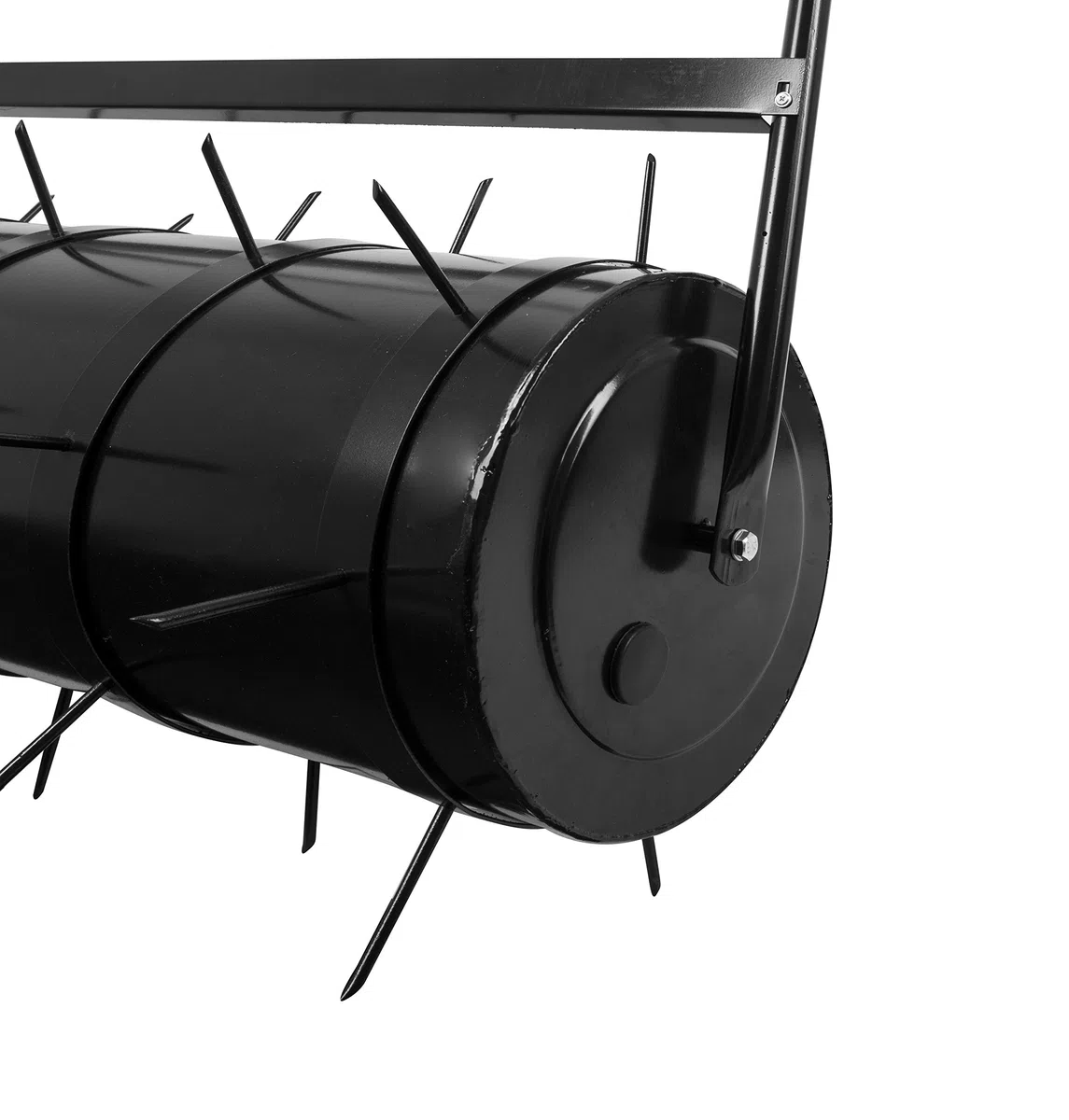 ADGO Walec Ogrodowy do Trawy Trawników z Kolcami Wysoki 50 x 28 cm, Stalowy Bęben Pojemność 30 L Napełniany Wodą lub Piaskiem, do Pielęgnacji i Zakładania Trawnika, Czarny, Wysyłka w Dwóch Paczkach