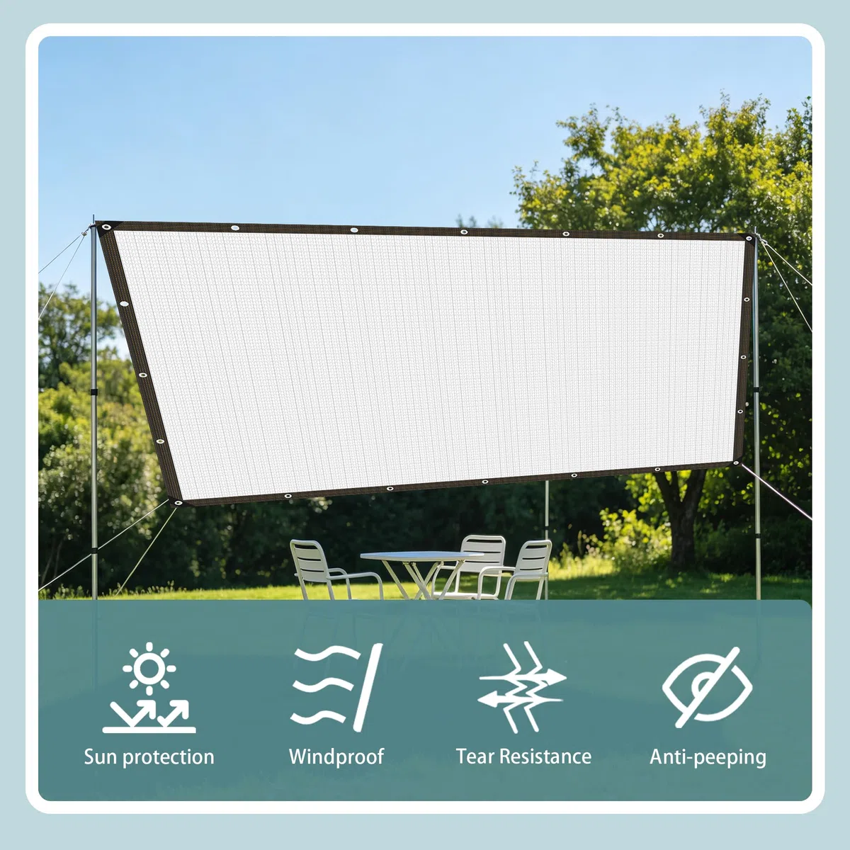 Aluminiowa Tkanina Zacieniająca 350 x 540 cm Przeciwsłoneczna Plandeka Z Siatki Cieniującej Z Przelotkami Łatwa Instalacja Do Użytku Na Zewnątrz, Patio, Rośliny, Srebro