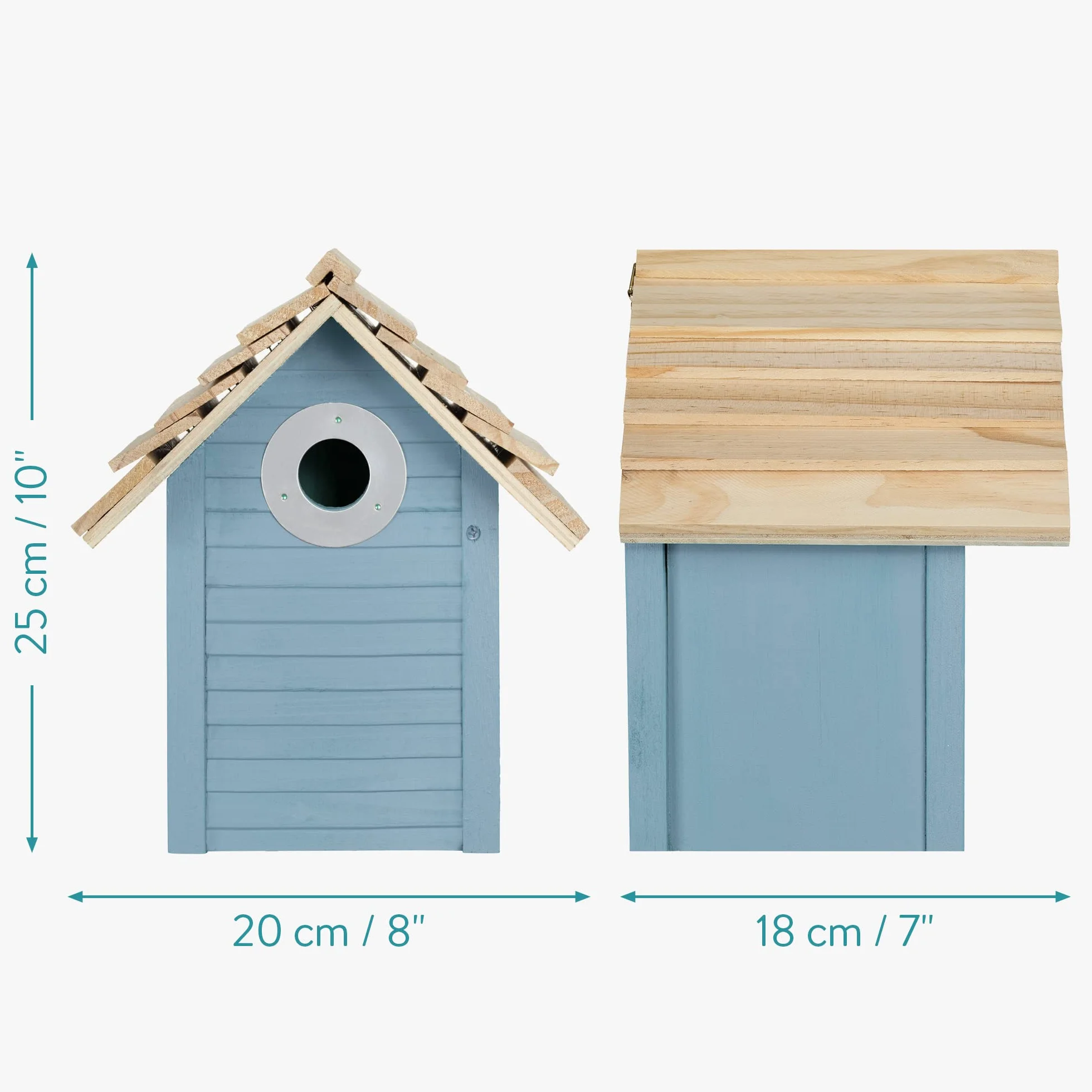 Navaris Bird House Made z drewna do wiszące - Nesting Box for Titms and Songbirds - Ptak inkubator - karmniki dla ptaków z chronioną otworem wejściowym - niebieski