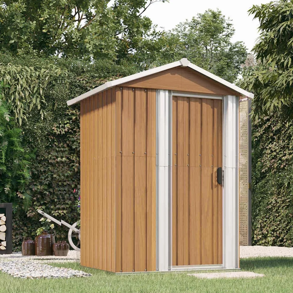 vidaXL Domek ogrodowy brązowy 126x97,5x177 cm ocynkowana stal