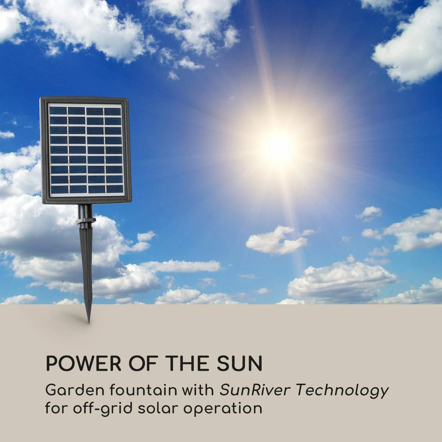 Blumfeldt Messina fontanna kaskadowa - fontanna solarna, fontanna ogrodowa, fontanna dekoracyjna, zasilanie energią słoneczną, 4 poziomy kaskady, do wewnątrz i na zewnątrz, panel słoneczny: 9 V / 2,8 W / 17,5 x 14 cm, mrozoodporny