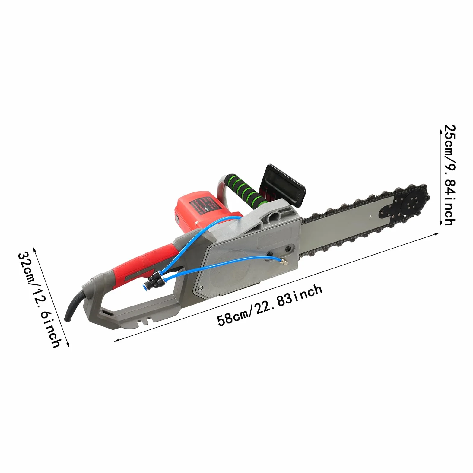 Elektryczna piła łańcuchowa do cięcia ścian, 5800 W, bezpyłowa, łańcuch diamentowy, chłodzenie wodne, głębokość cięcia 350 mm, do betonu, muru, renowacji, placu budowy