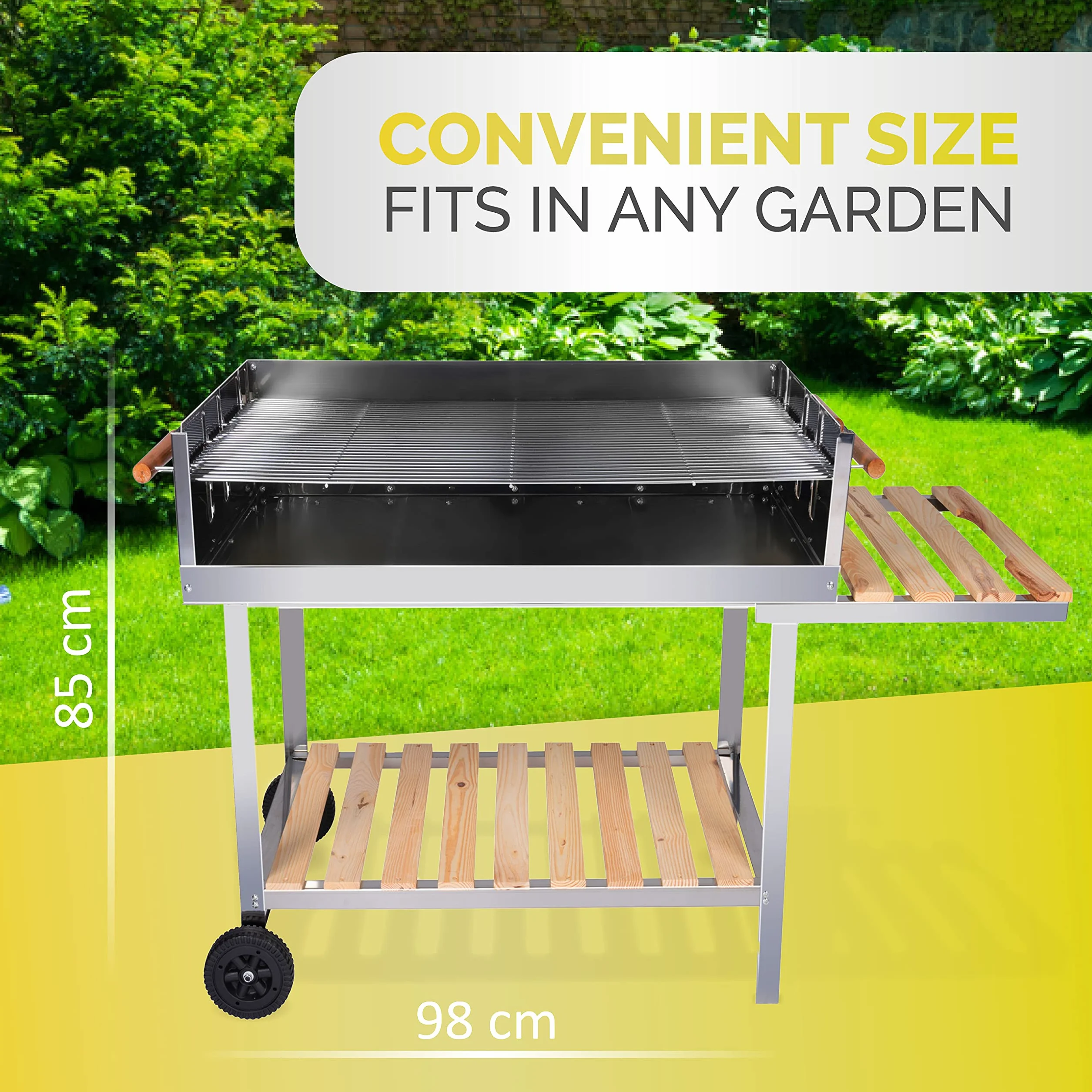 BBQ Collection Wózek grillowy na kółkach - węgiel drzewny - wózek - stal nierdzewna