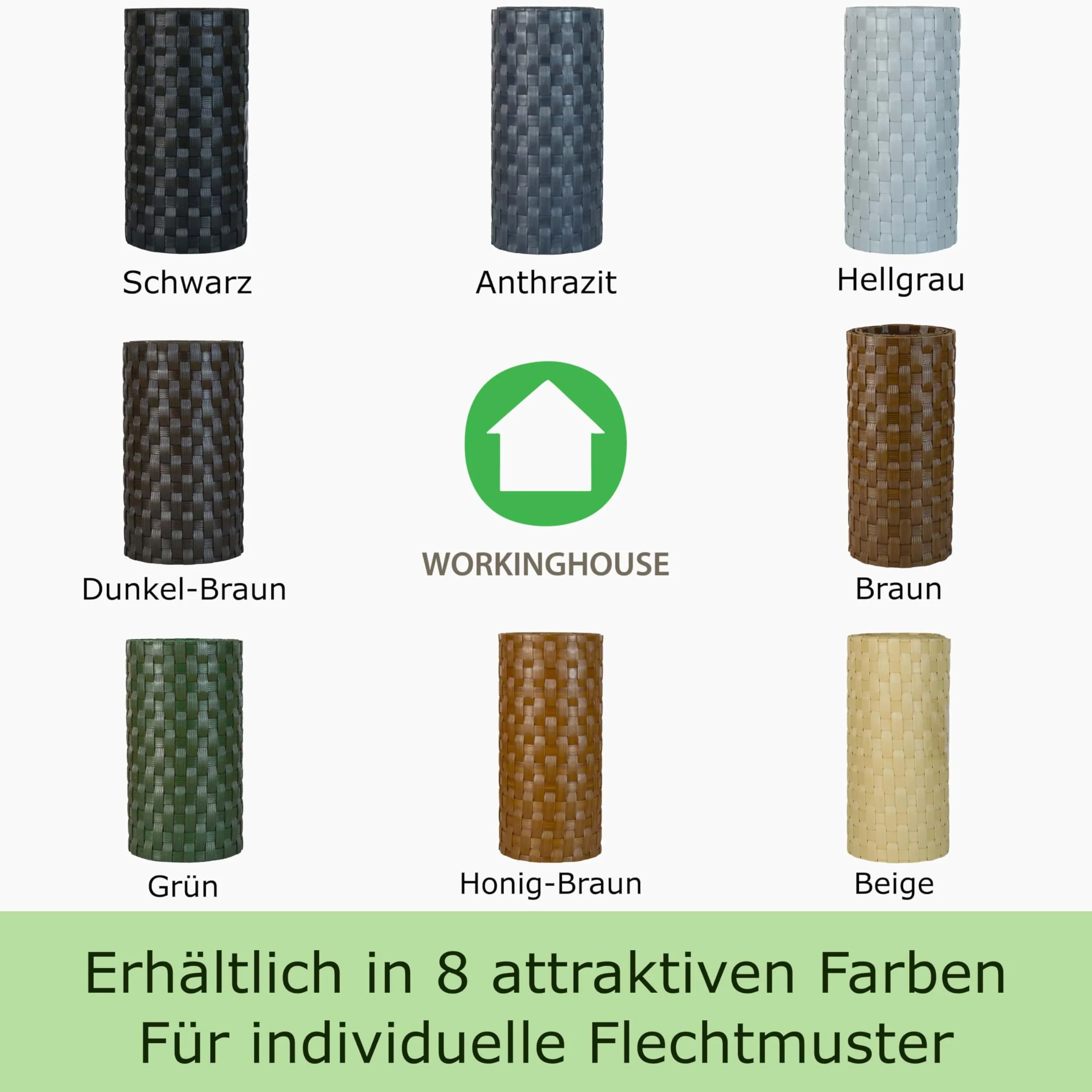workingHOUSE Polirattanowe paski chroniące przed wzrokiem, ochrona przed wzrokiem do paneli z podwójnym prętem, 19 x 255 cm (Beżowy)
