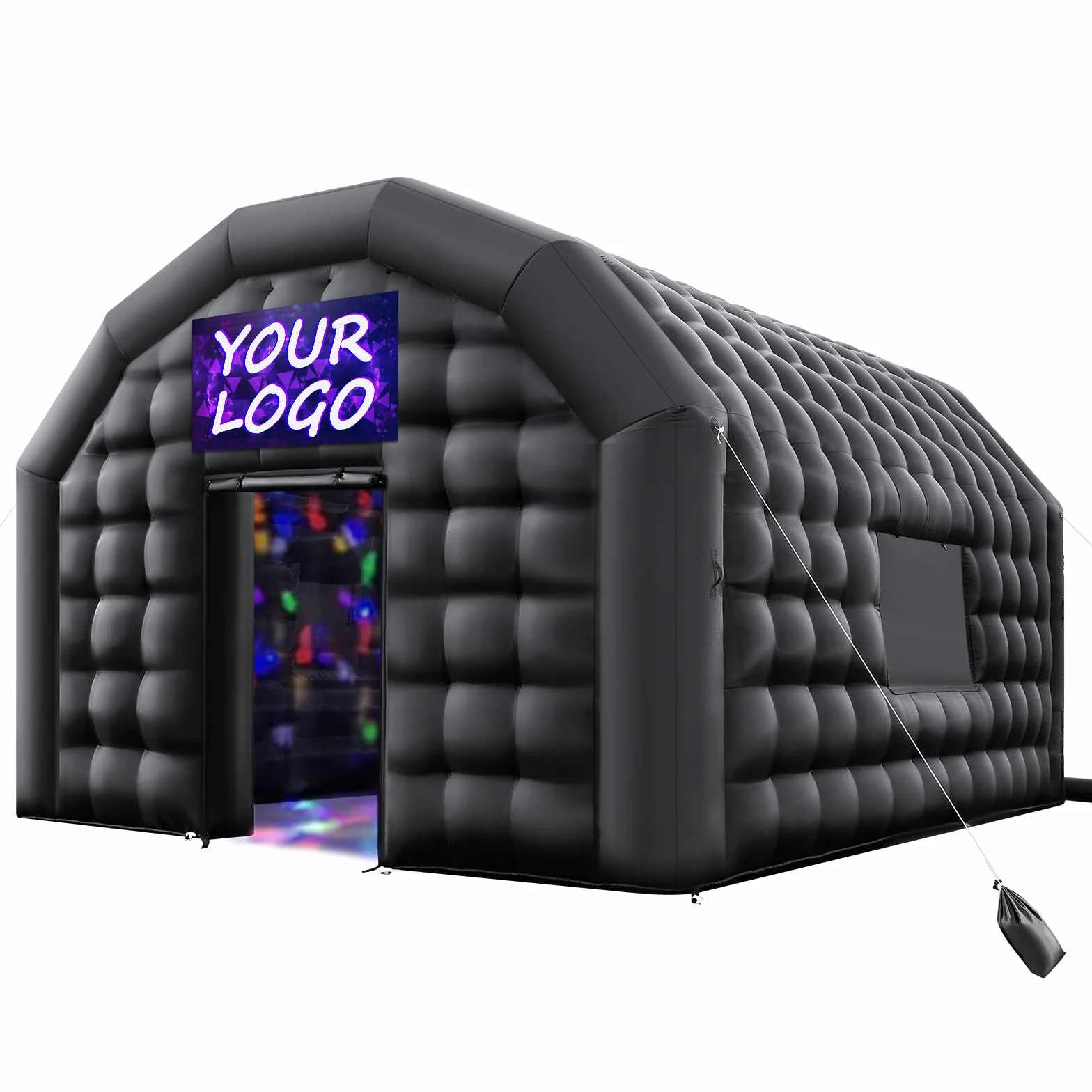 VEVOR nadmuchiwany namiot nocny, 6 x 5 x 3,7 m, nadmuchiwany namiot imprezowy z dmuchawą 680 W i workiem z piaskiem, wentylowany klub nocny z 2 oknami, na imprezę, urodziny, wesele
