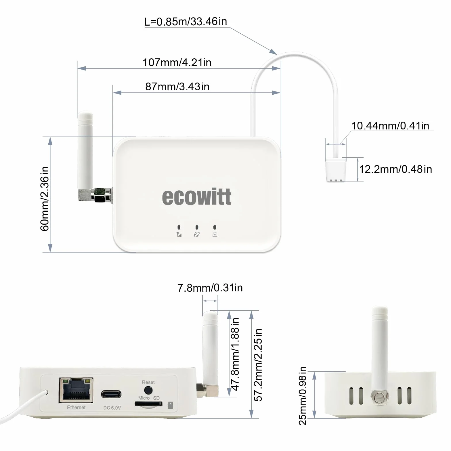ECOWITT GW3005 GW3000 Czujnik wilgotności gleby WH51 Bramka Wi-Fi 3 w 1 barometr termometr wilgotnościomierz