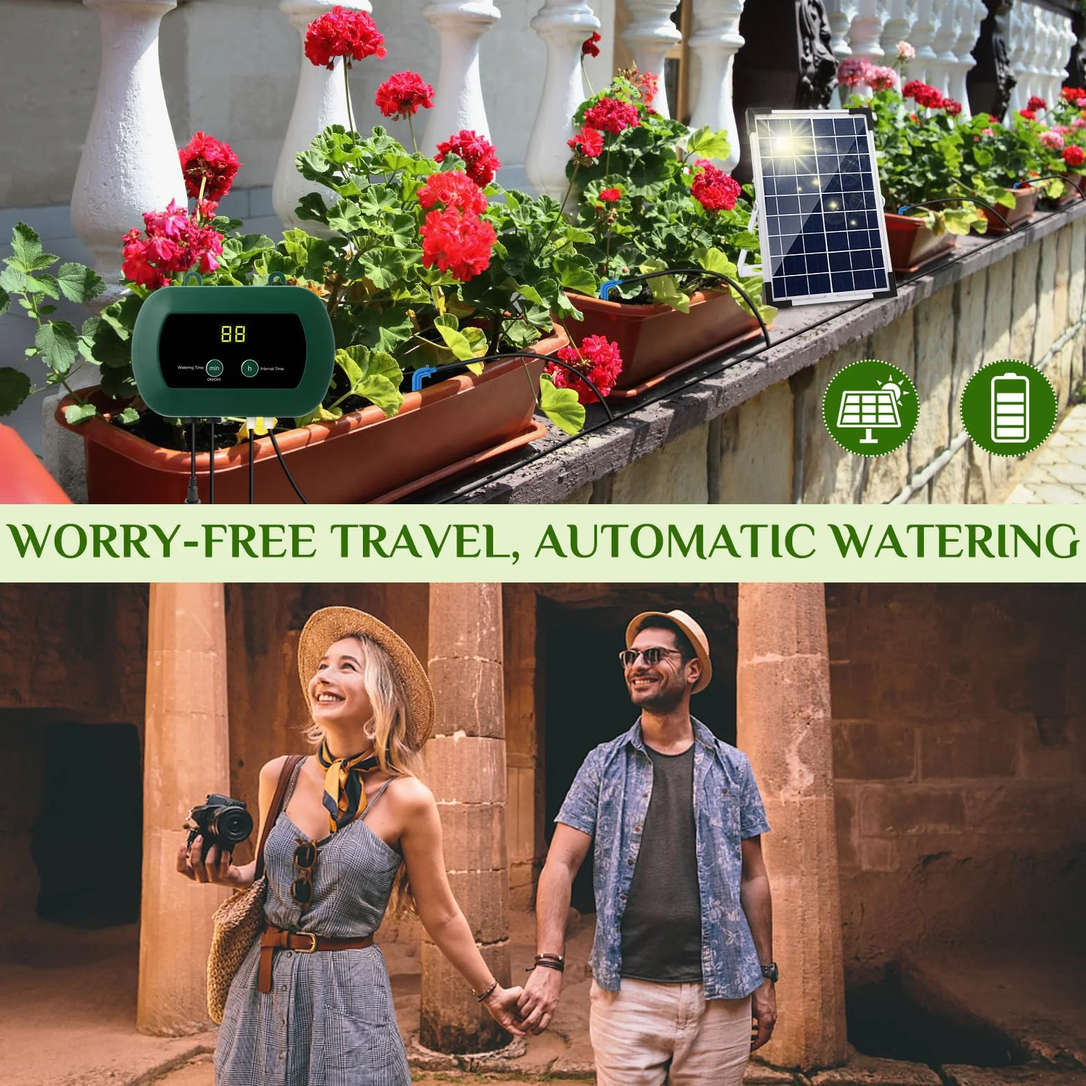 Anpress Solarny system nawadniania automatycznego zestawu do ogrodu z 30 doniczkami i 10 trybami timera