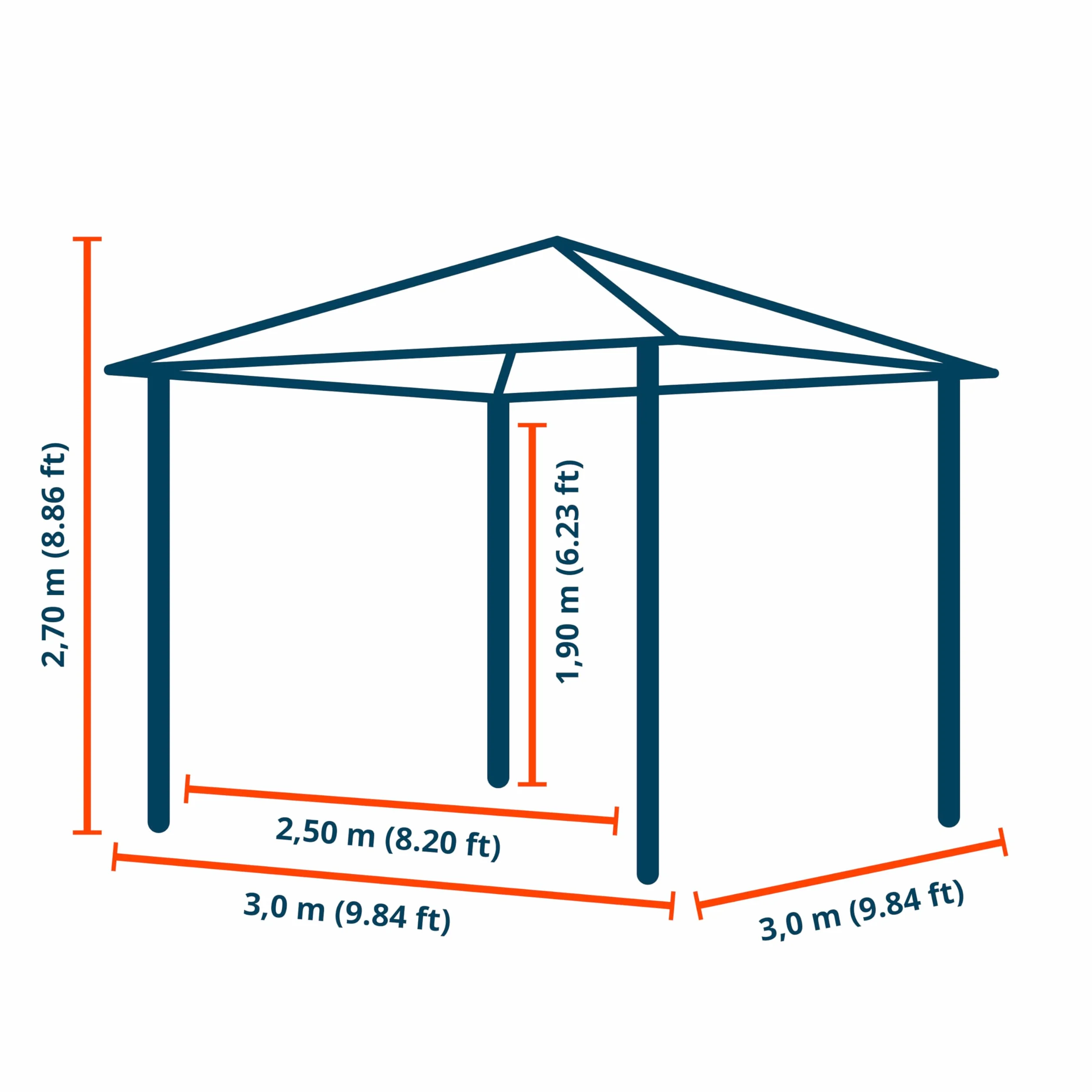 Pawilon ogrodowy 3x3 m słupy aluminiowe dach z poliwęglanu ok. 8 mm pawilon namiot ogrodowy 4 części boczne szampański