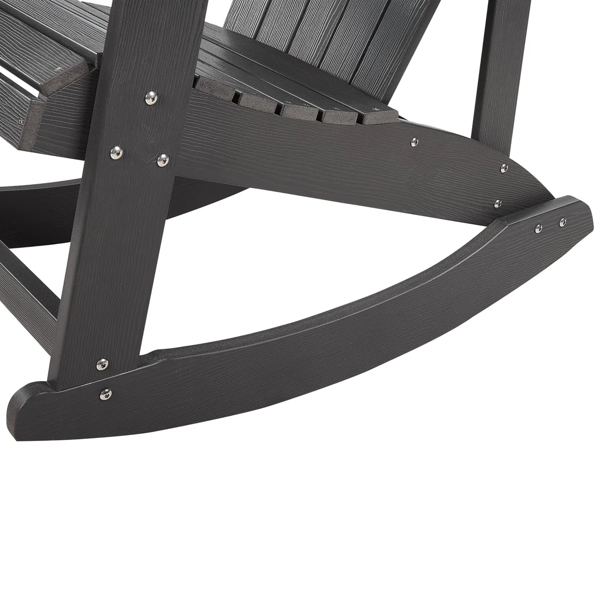 Ogrodowy fotel bujany drewno syntetyczne krzesło na płozach salon patio ciemnoszary Adirondack