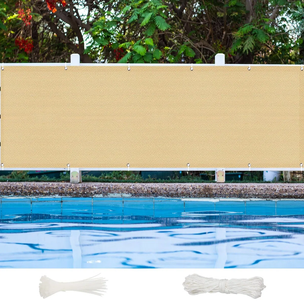 Osłona balkonowa, ochrona przed promieniowaniem UV, HDPE, 220 g/m², na werandę, patio, taras, ochrona przed wzrokiem, żółta, 105 x 700 cm