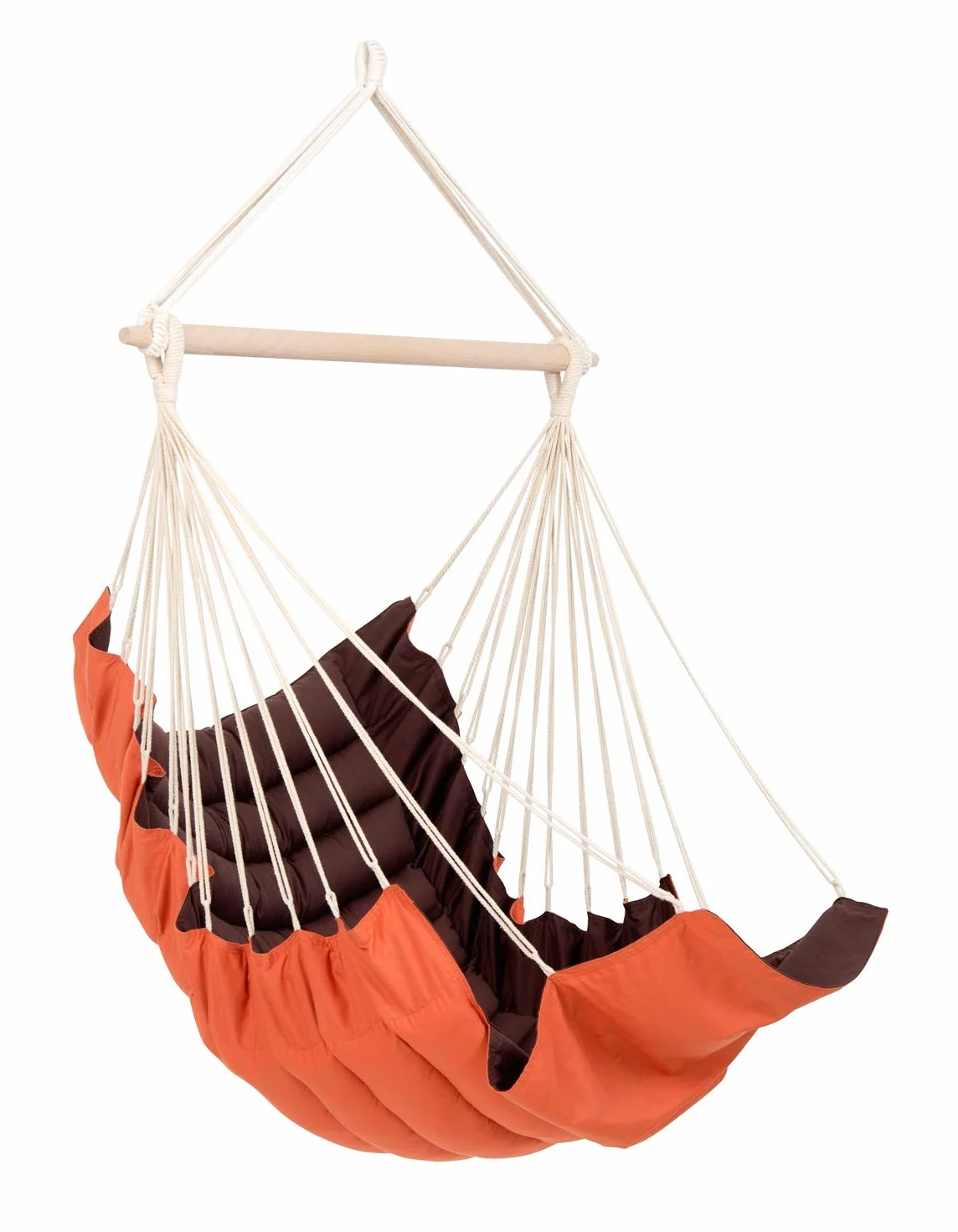 AMAZONAS Bardzo wygodny fotel wiszący California Terracotta miękko wyściełany długość pręta 110 cm do 150 kg dwukolorowy pomarańczowy/brązowy