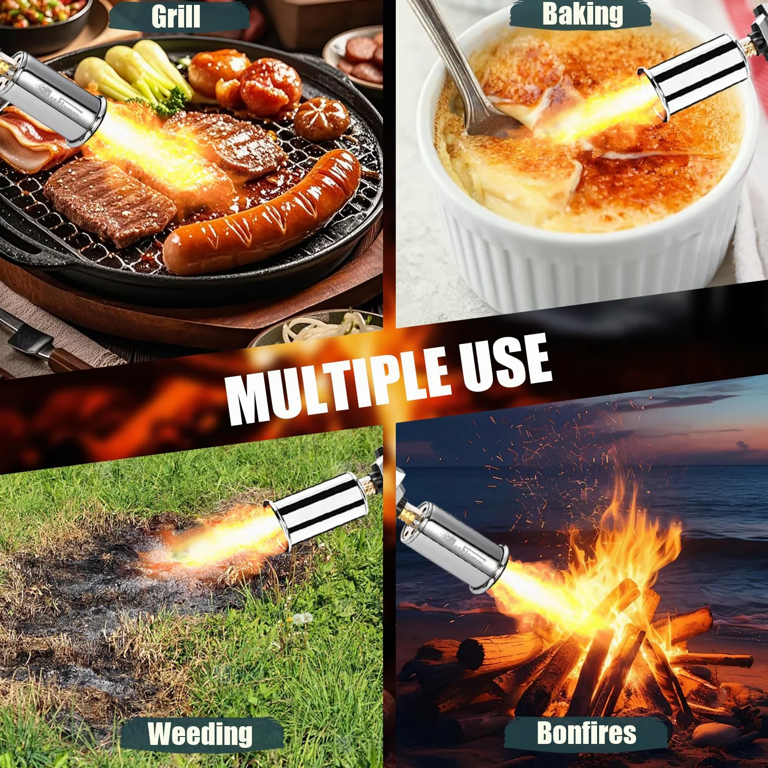 ARTFLAMM Latarka propanowa – potężny grill i palnik do gotowania maks. 800 000 BTU – latarka kulinarna Sous Vide – regulowany miotacz ognia do paleniska, ogniska, drewna węglowego (zbiornik nie jest