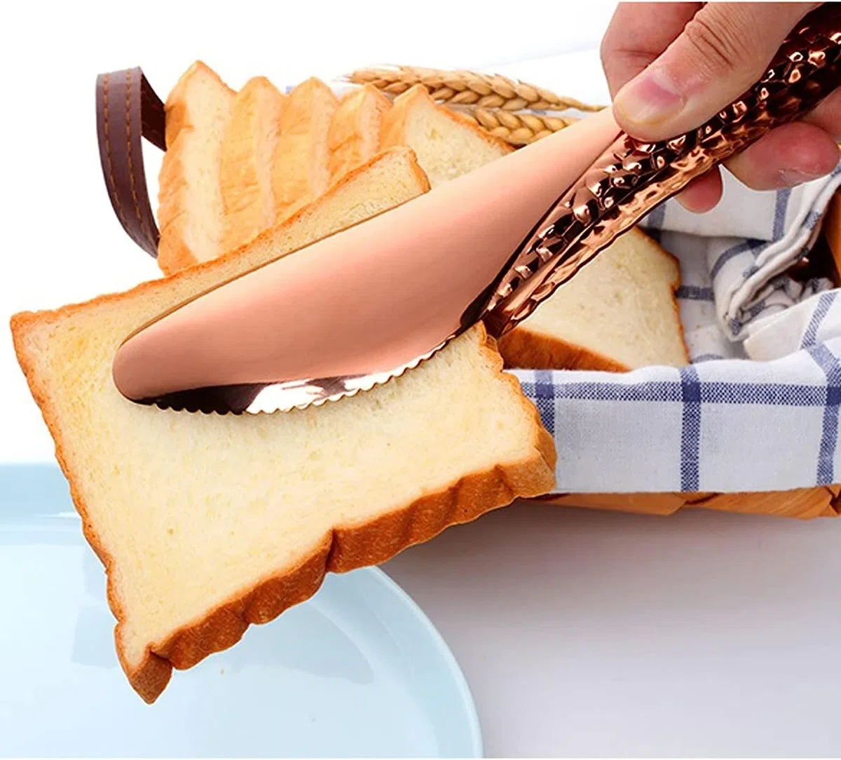 Szczypce narzędziowe, szczypce metalowe, klips do pieczenia ciasta, grill, stal nierdzewna, różowe złoto, klips do chleba, klips do żywności, szczypce do grilla(Blue)