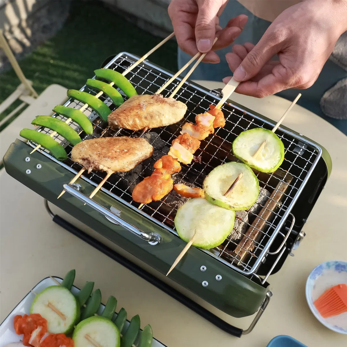 Przenośny Grill Ogrodowy Typu Walizka Do Grillowania Na Kempingu, Pikniku, Piec Do Grillowania Na Węgiel Drzewny Do Użytku Domowego