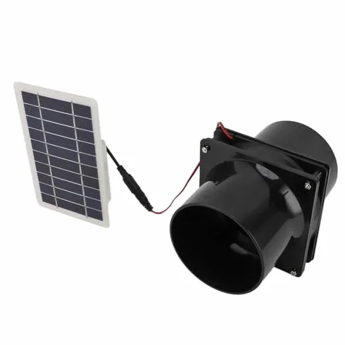 Wentylator Wyciągowy Zasilany energią słoneczną 10 W 12 V do Rur Okrągłych, Zestaw Wentylatora z Panelem Słonecznym ABS, Idealny do Domów dla Zwierząt, Kurników, Pojazdów