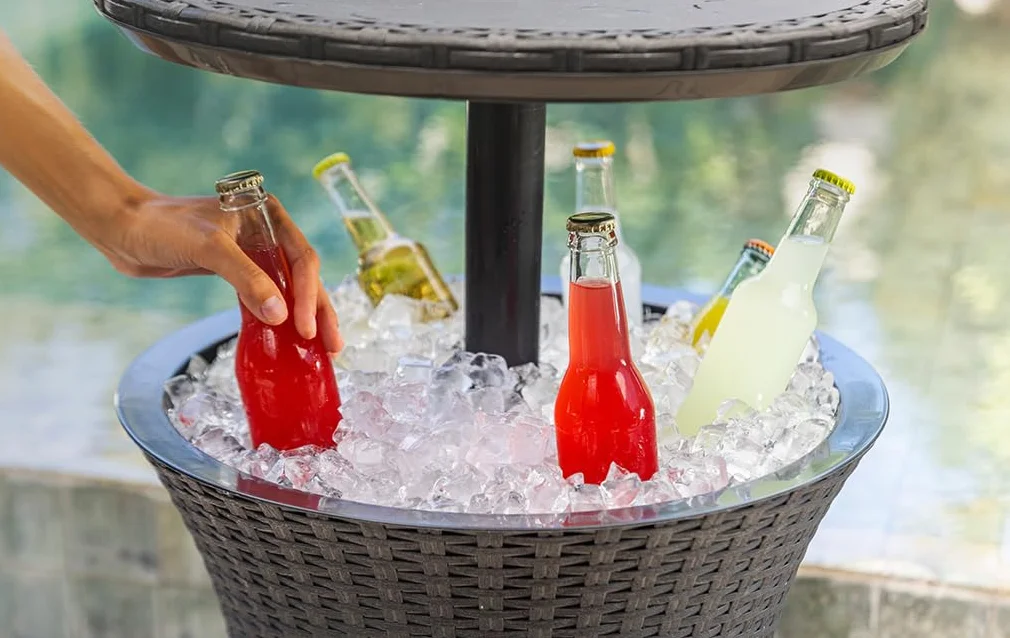 Keter Pacific Rattan Style Outdoor Cool Bar Ice Cooler Stół Meble ogrodowe - Antracyt