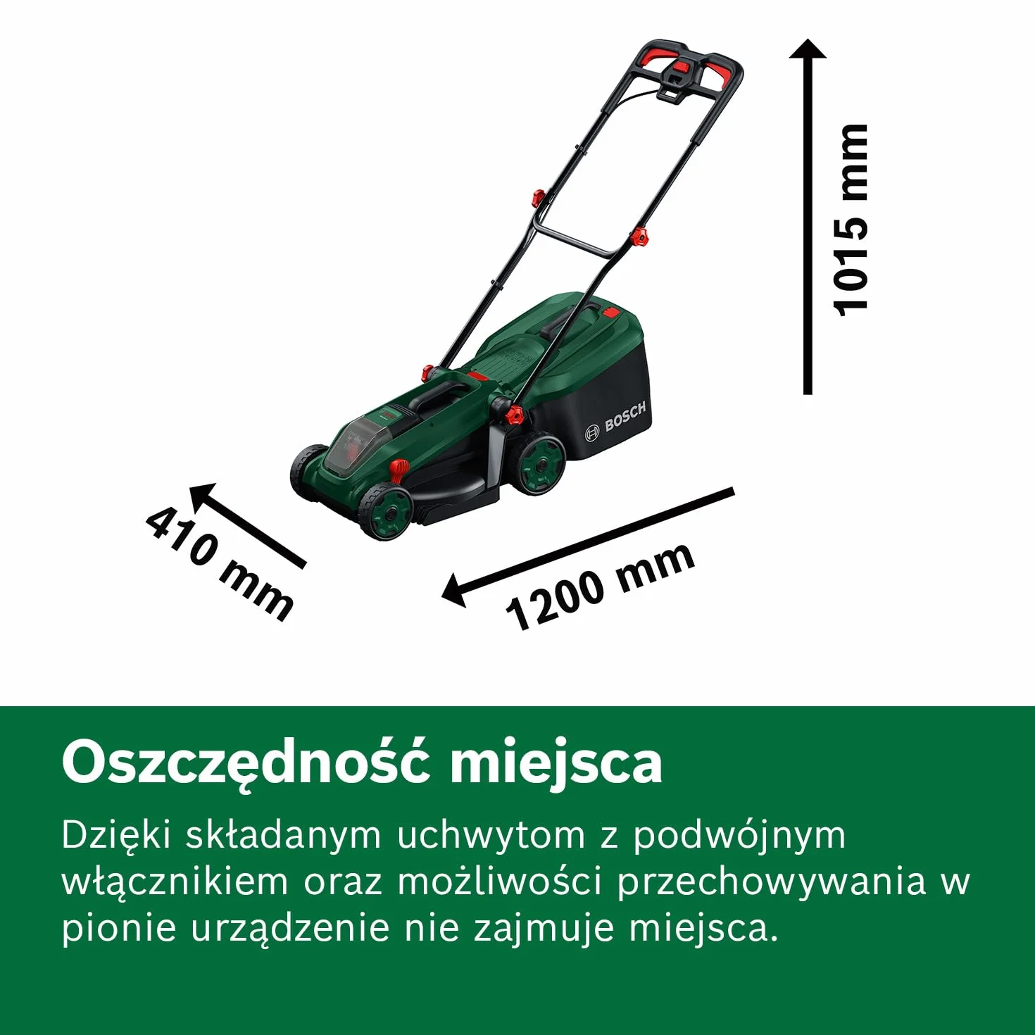 Bosch Kosiarka akumulatorowa ROTAK18V-34 (szerokość cięcia: 34 cm, wysokość cięcia: 25-65 mm, materiałowy worek na trawę 35 l, przystawka do mulczowania, bez akumulatora)