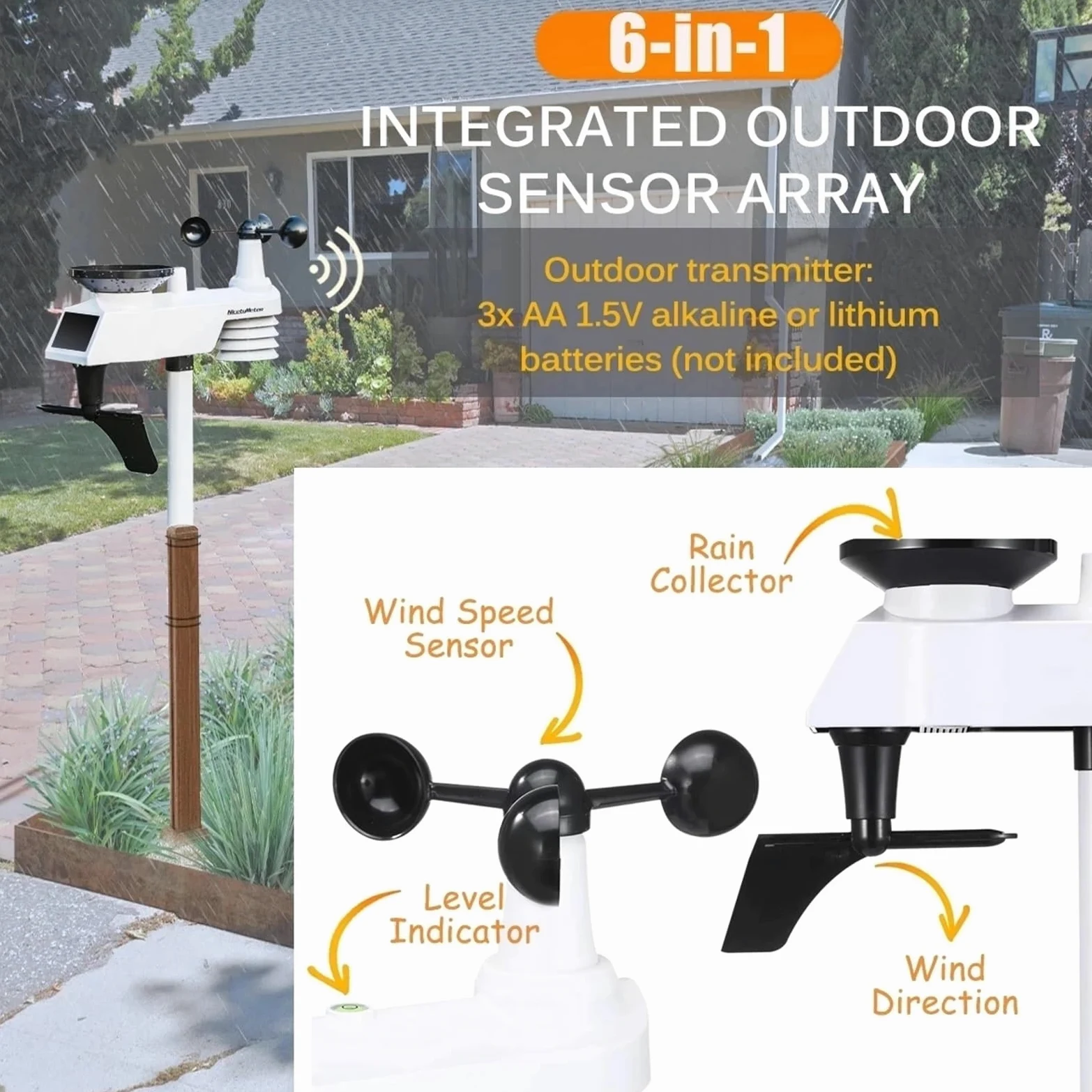 Internetowa bezprzewodowa stacja pogodowa Prognoza pogody Temperatura Ciśnienie Wilgotność Wiatr Deszcz Wskaźnik Księżyca Fraza Tester budzika Duży ekran(WiFi Weather Station)