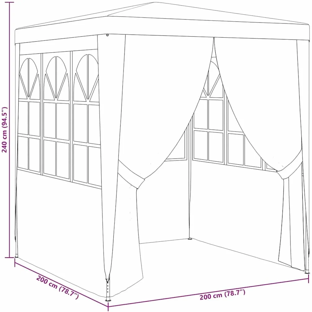 Namiot imprezowy ze ściankami, 2x2 m, niebieski, 90 g/m²