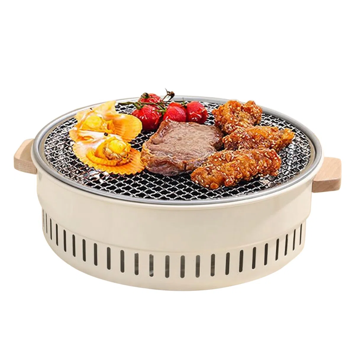 Przenośny nieprzywierający grill 32 cm | koreański grill do gotowania na świeżym powietrzu na tarasie i balkonie | idealny do przystawek mięsnych i konfiguracji stołu kempingowego