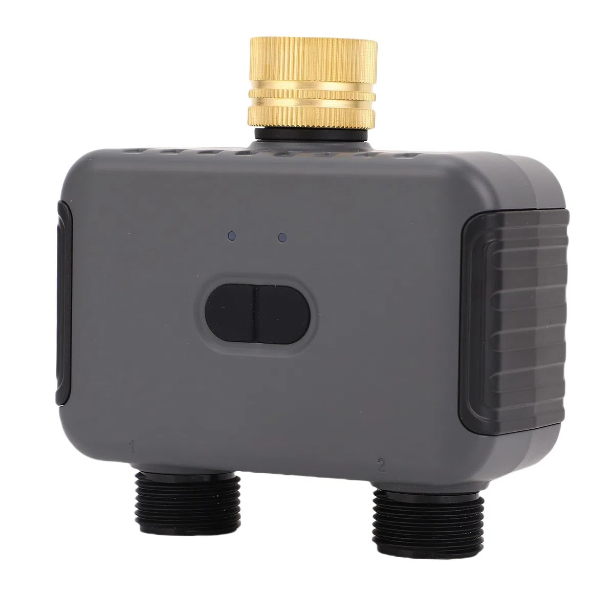 FILFEEL 2-strefowy Timer Zraszacza z Mosiężnym Wlotem G3/4 IP55 Timer Nawadniania do Trawnika Ogrodowego z Podwójnym Wylotem Węża Nawadniania z Opóźnieniem Deszczowym i blokadą