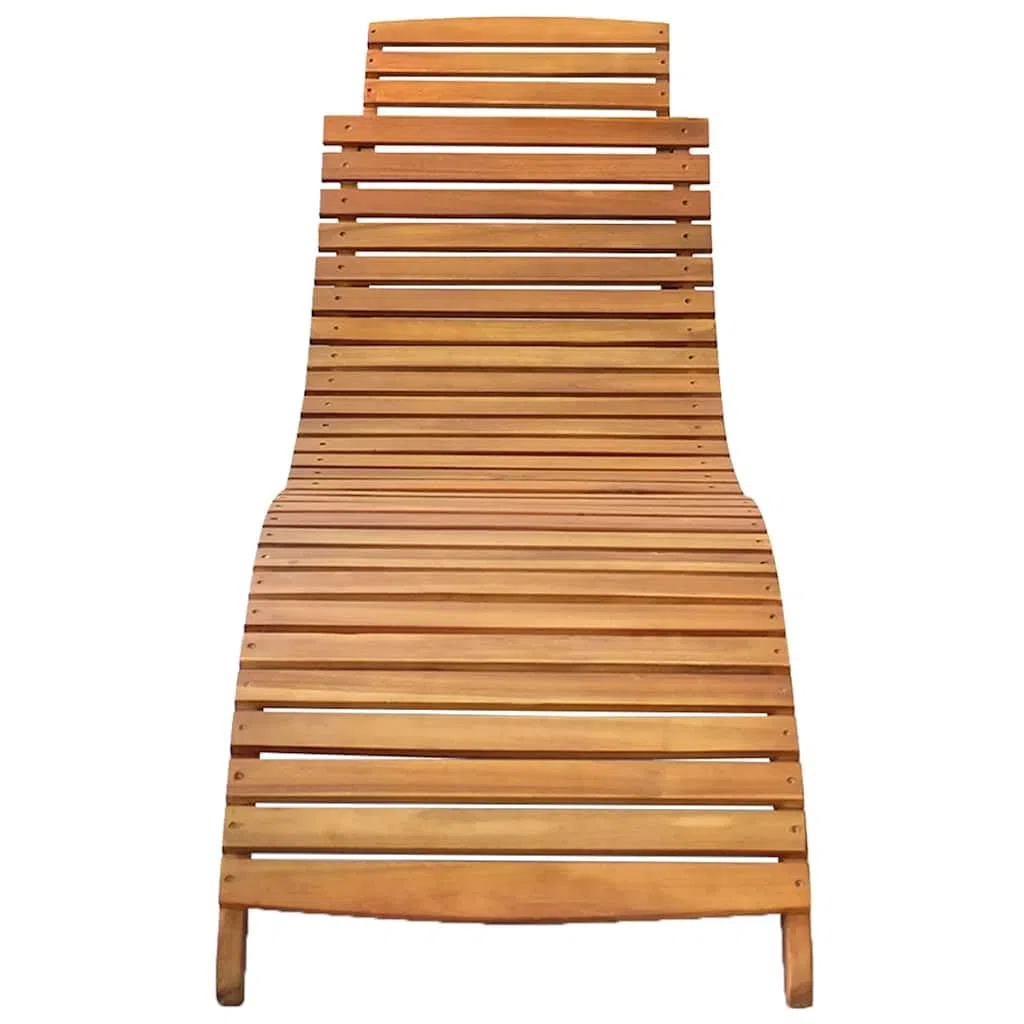 Składany leżak do opalania z litego drewna akacjowego z poduszką i poduszką, ergonomicznie ukształtowany leżak relaksacyjny do ogrodu, na taras lub basen, obciążenie do 110 kg