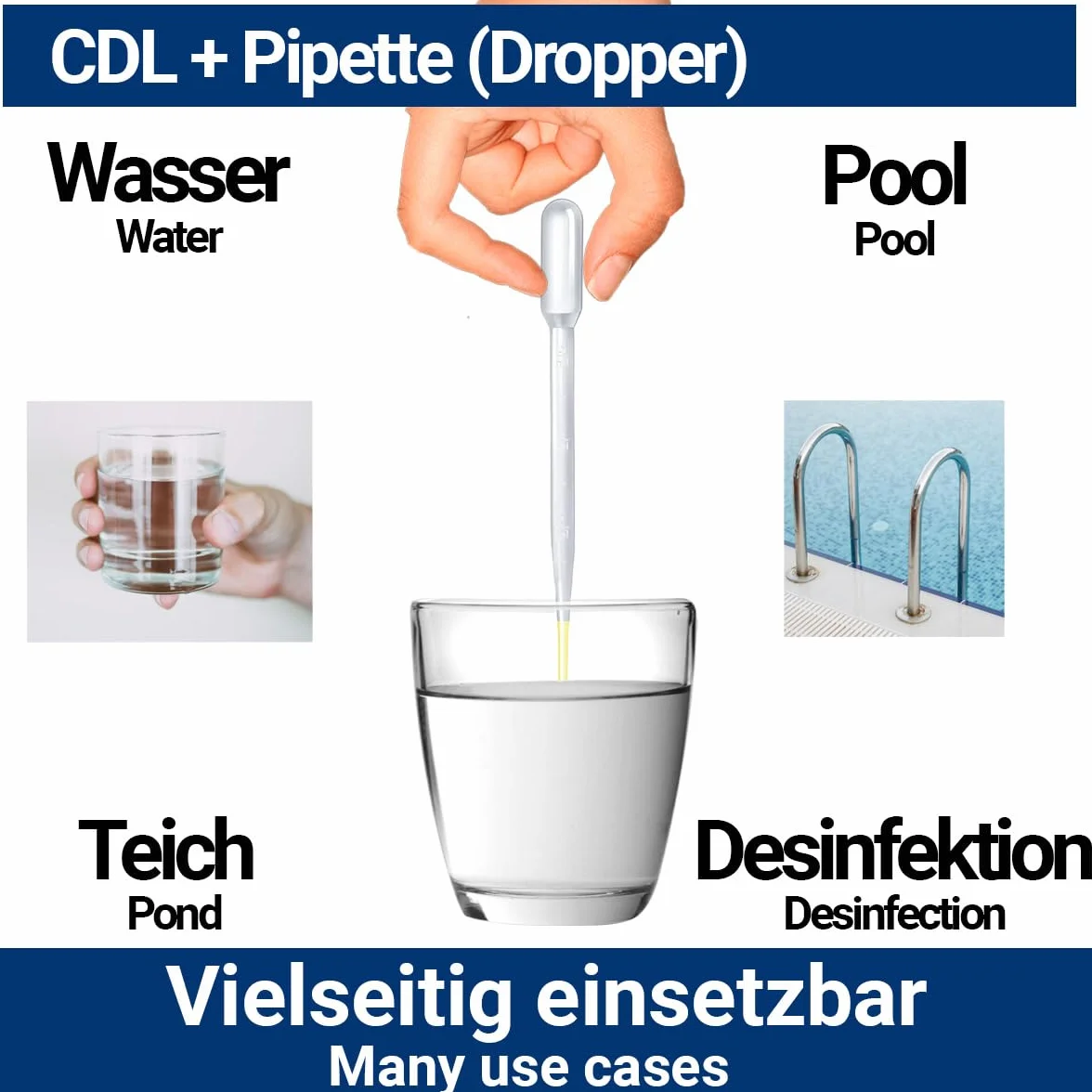 100 ml dwutlenku chloru CDL/CD roztwór 0,3%, destylowany, szklana butelka z kroplomierzem dozującym