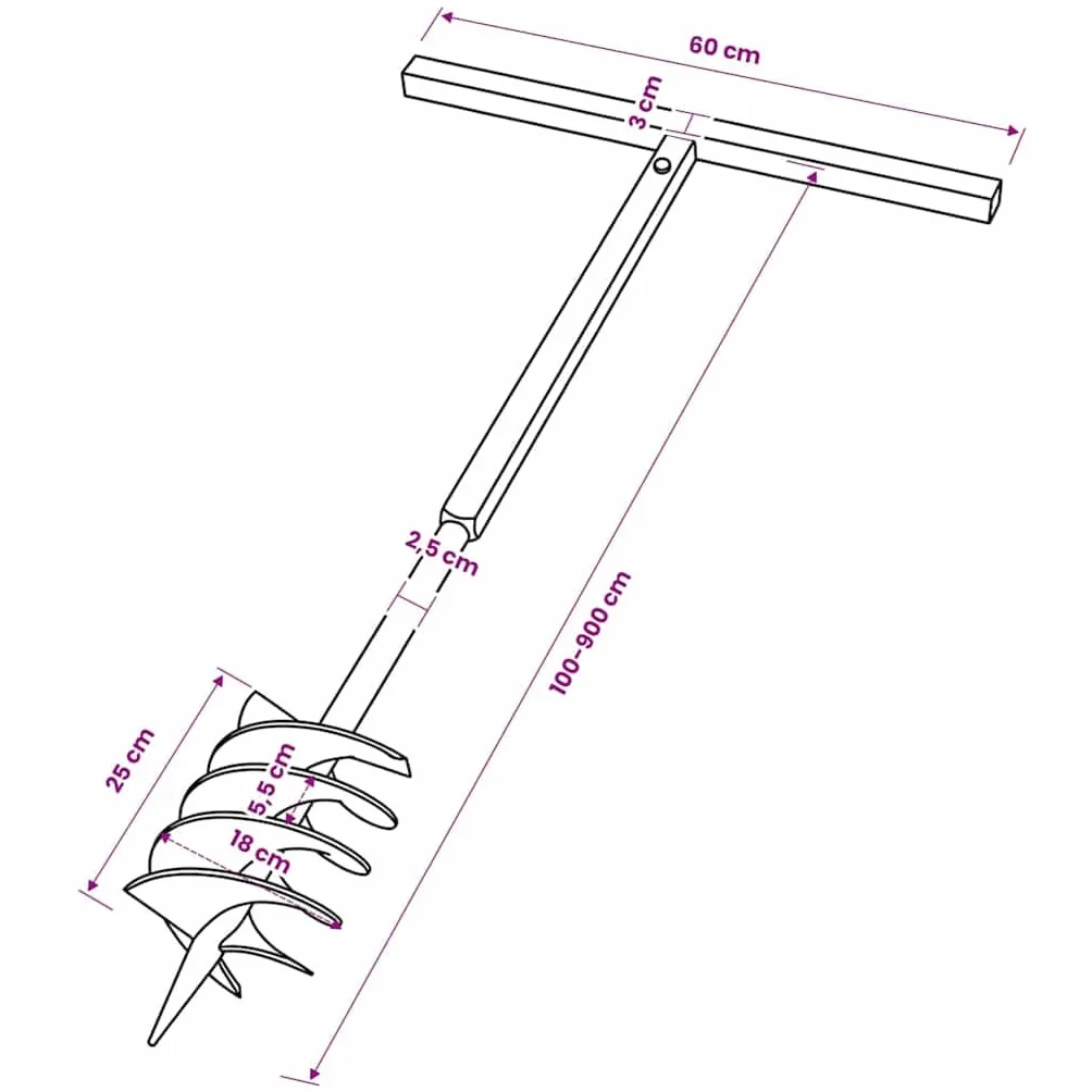 vidaXL Świder glebowy z uchwytem i rurą przedłużającą 9 m 180 mm, stal